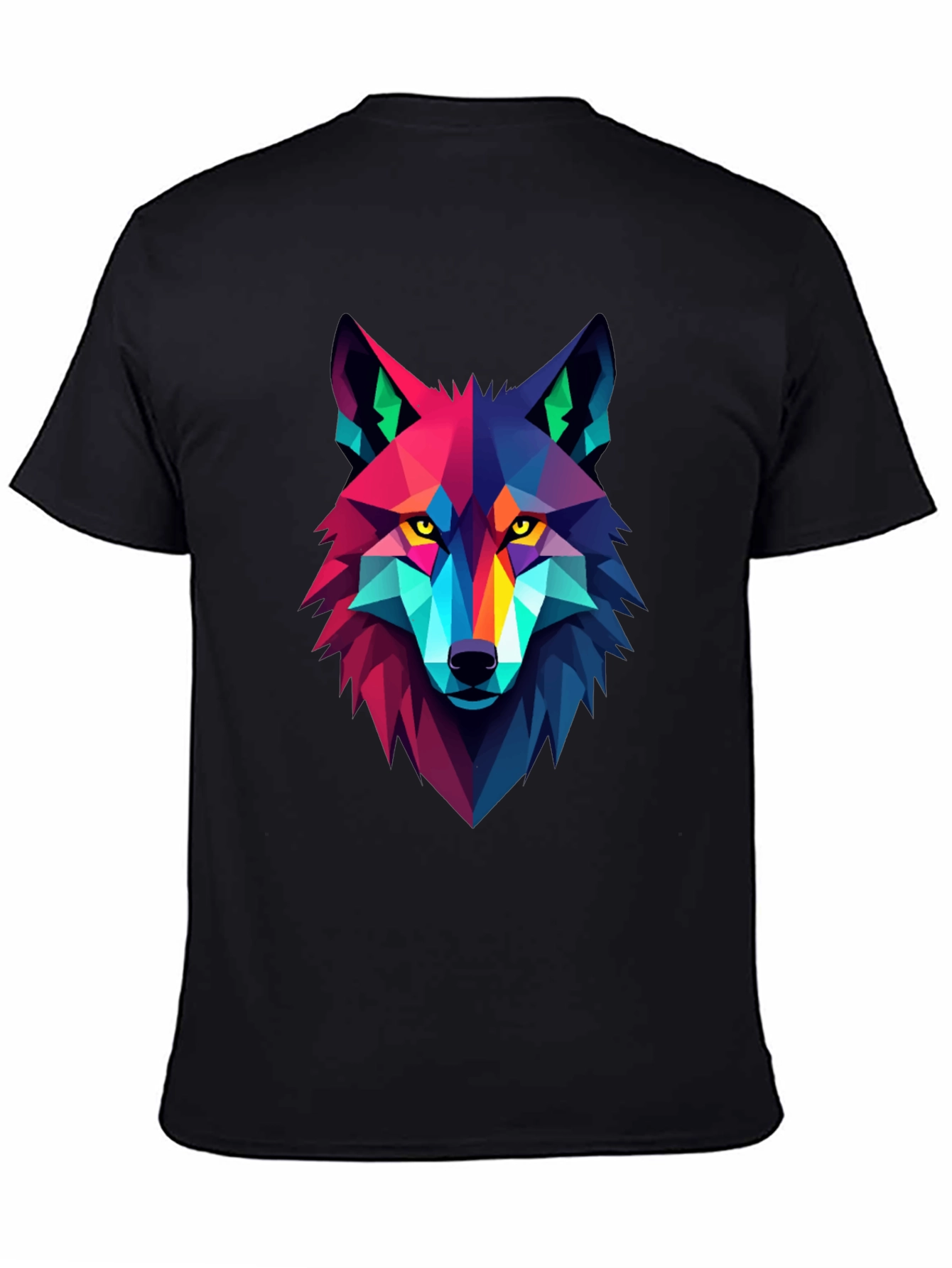 Geometric Wolf Graphic Black Tee