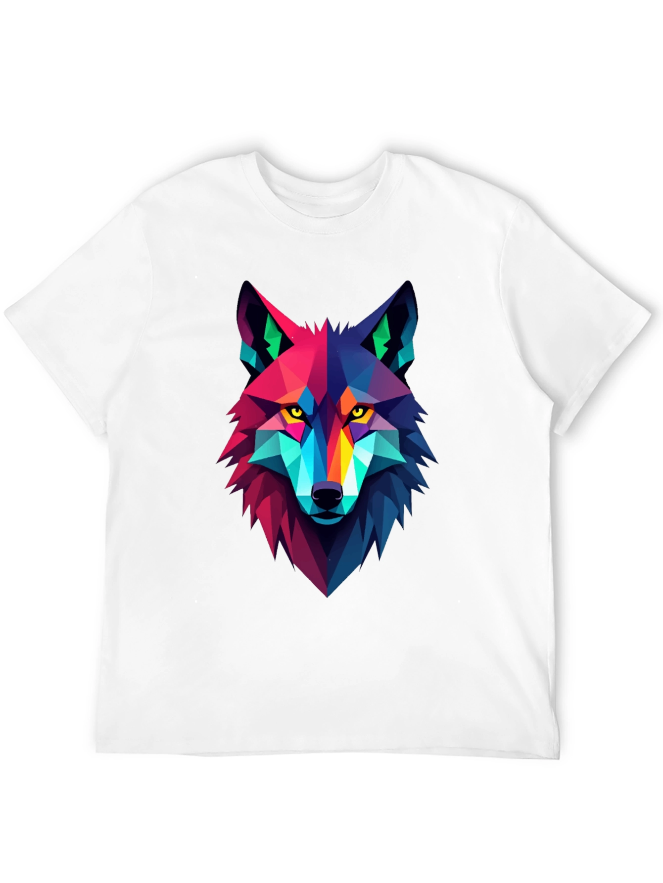 Geometric Wolf Graphic Black Tee