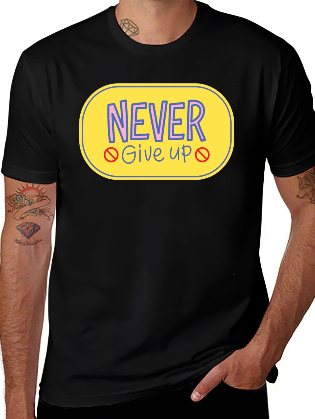 Never Give Up Graphic Tee - Motivational T-Shirt