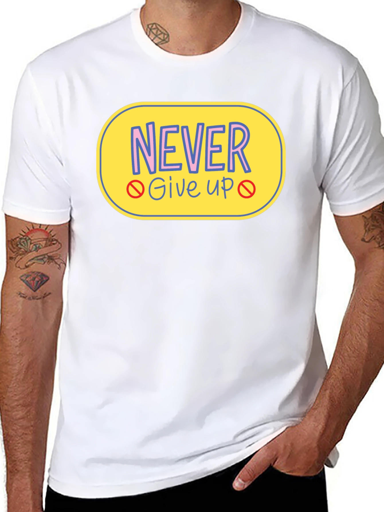 Never Give Up Graphic Tee - Motivational T-Shirt