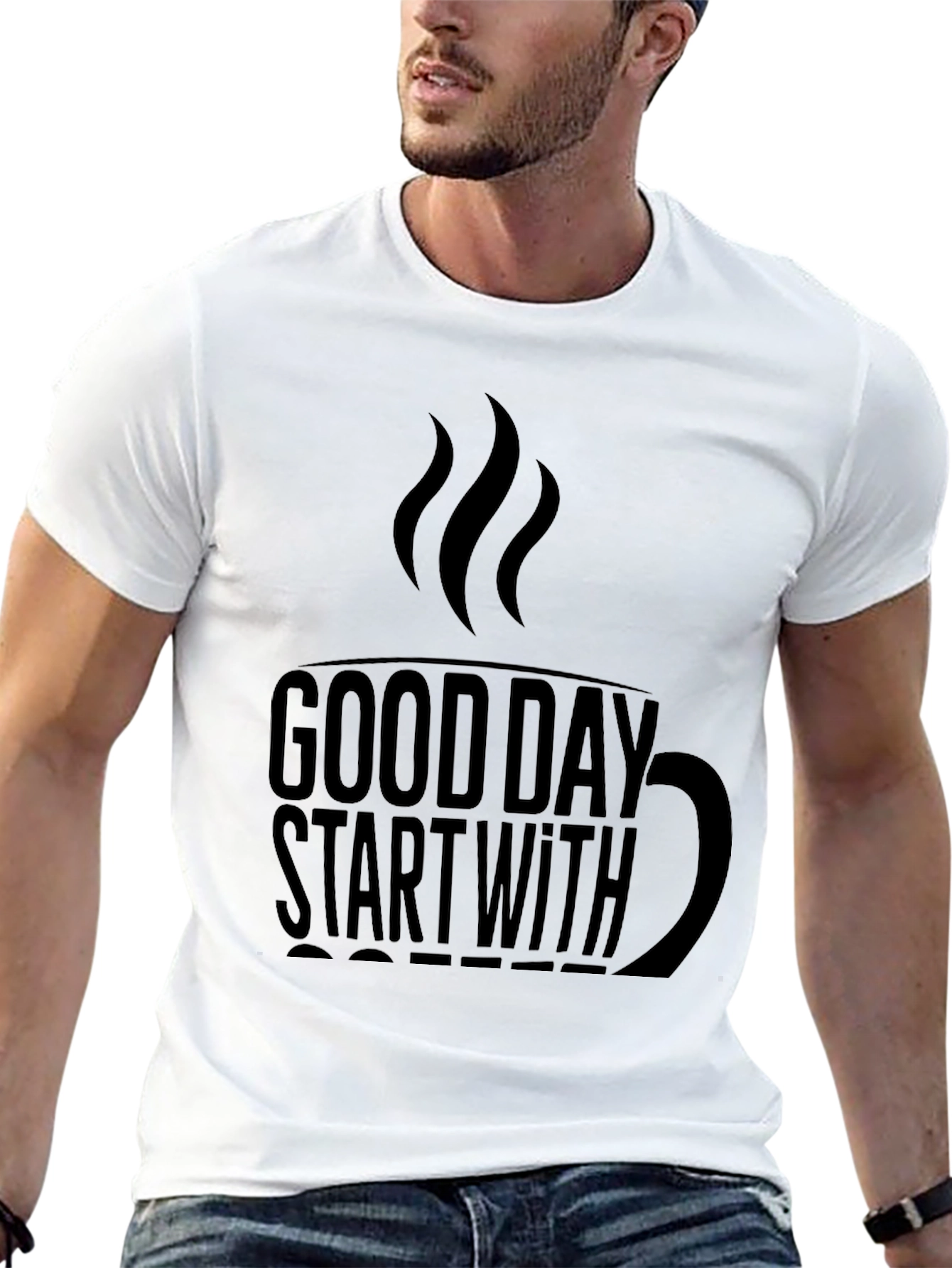 Good Day Start With Coffee Black Tee Shirt
