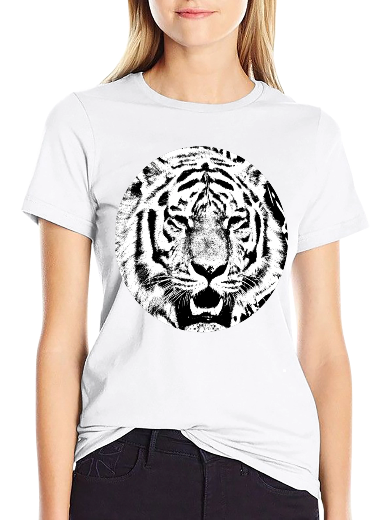 Tiger Graphic Tee - Black Cotton T-Shirt