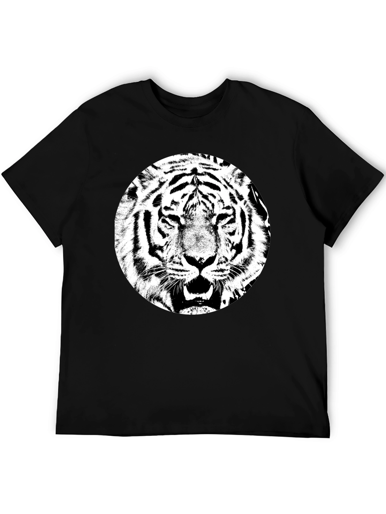 Tiger Graphic Tee - Black Cotton T-Shirt
