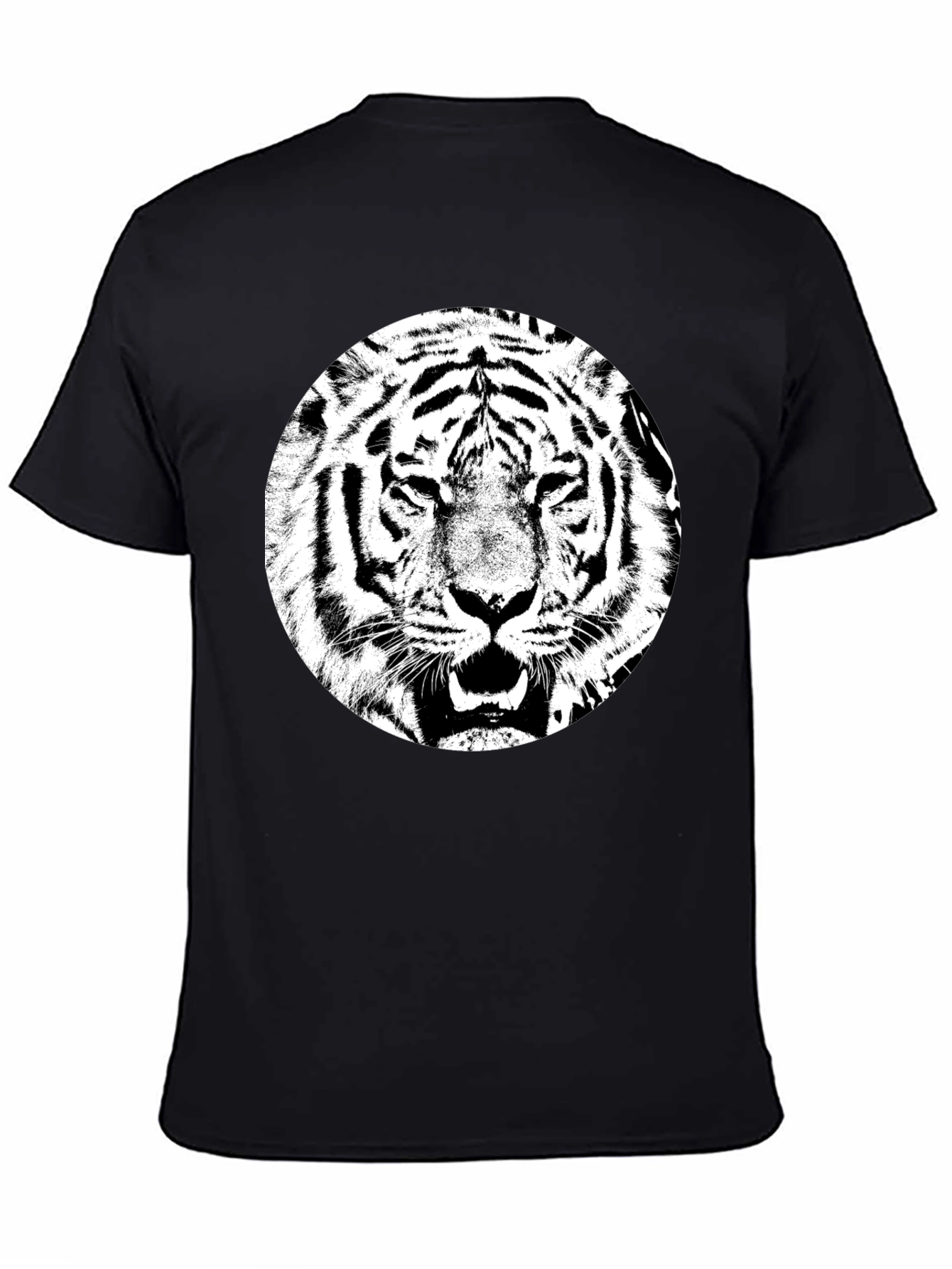 Tiger Graphic Tee - Black Cotton T-Shirt