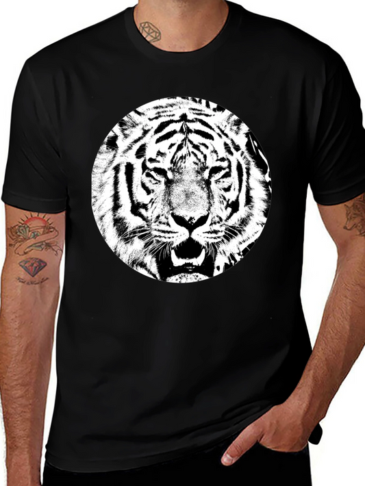 Tiger Graphic Tee - Black Cotton T-Shirt