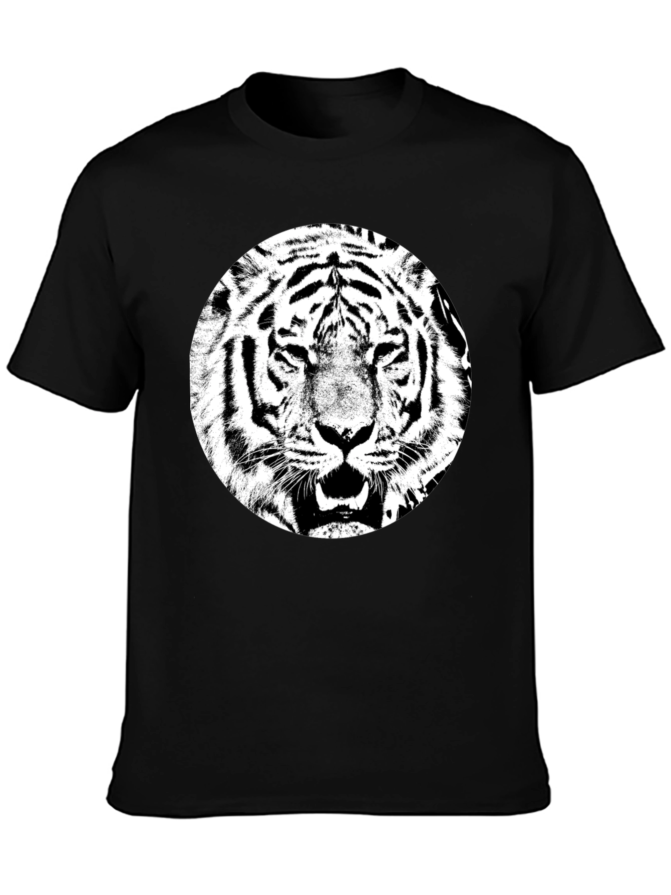 Tiger Graphic Tee - Black Cotton T-Shirt