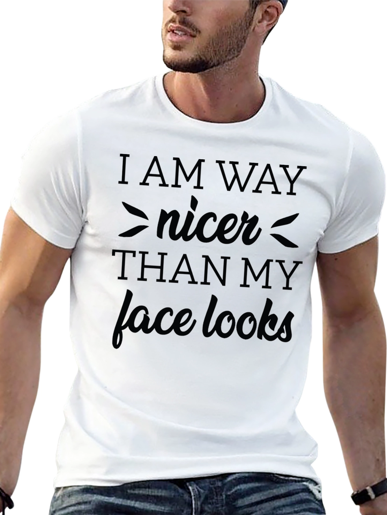 Funny I am way nicer Graphic Print Black T-Shirt