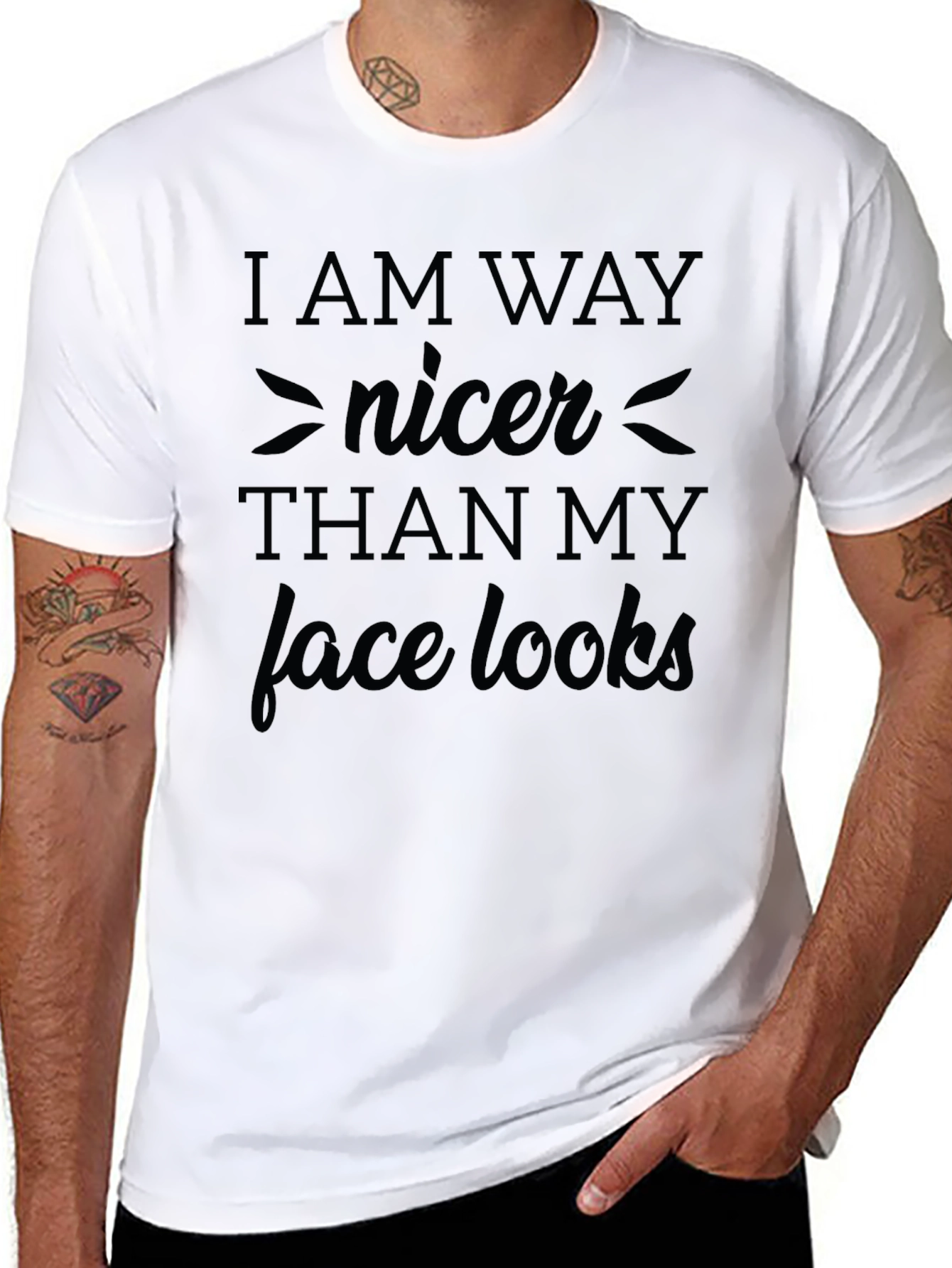 Funny I am way nicer Graphic Print Black T-Shirt
