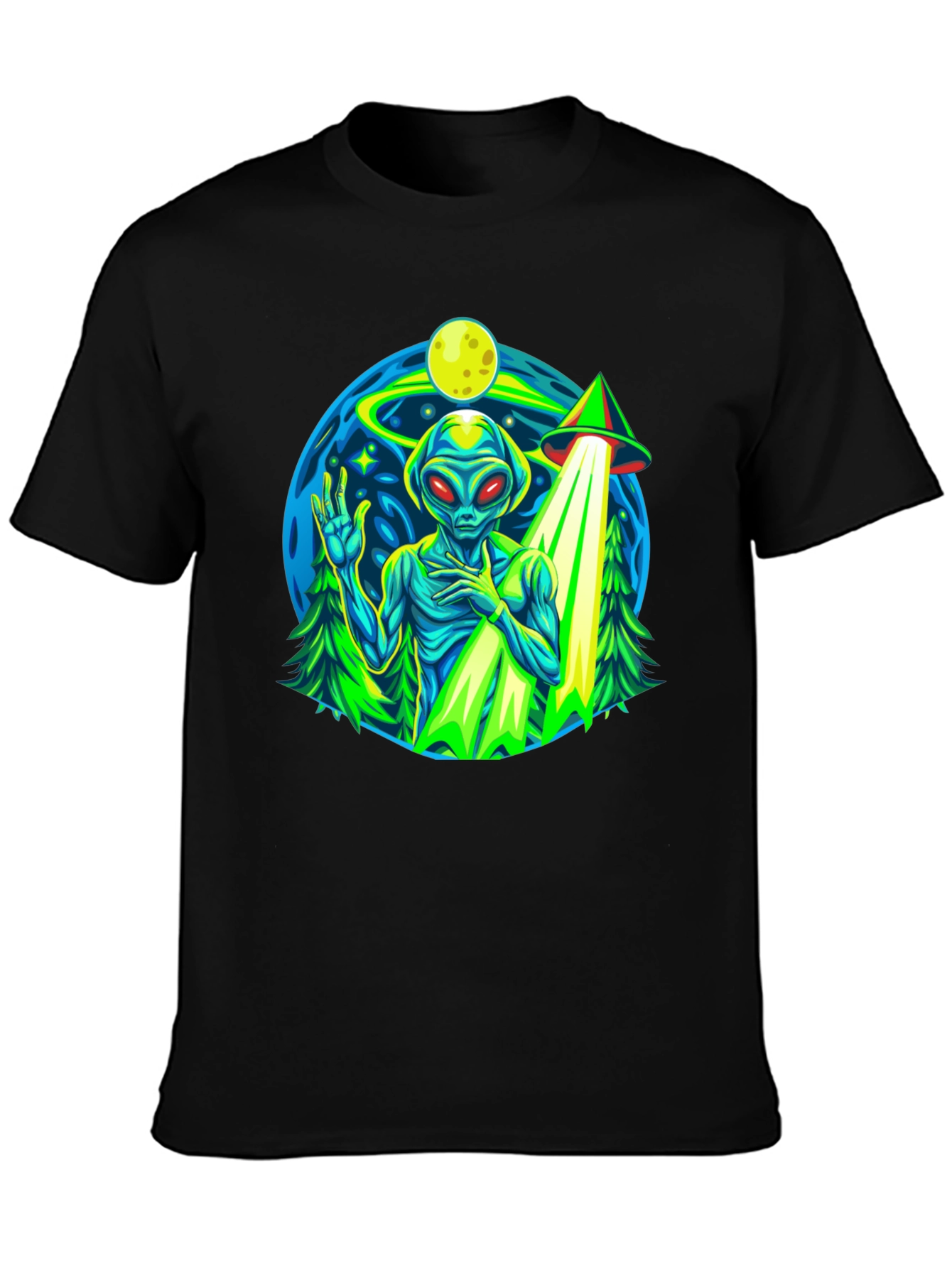 Alien UFO Abduction Graphic T-Shirt