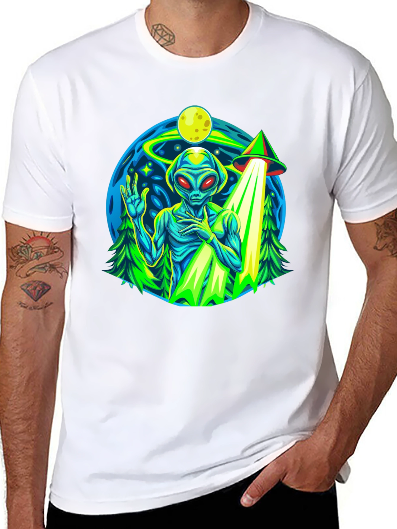 Alien UFO Abduction Graphic T-Shirt
