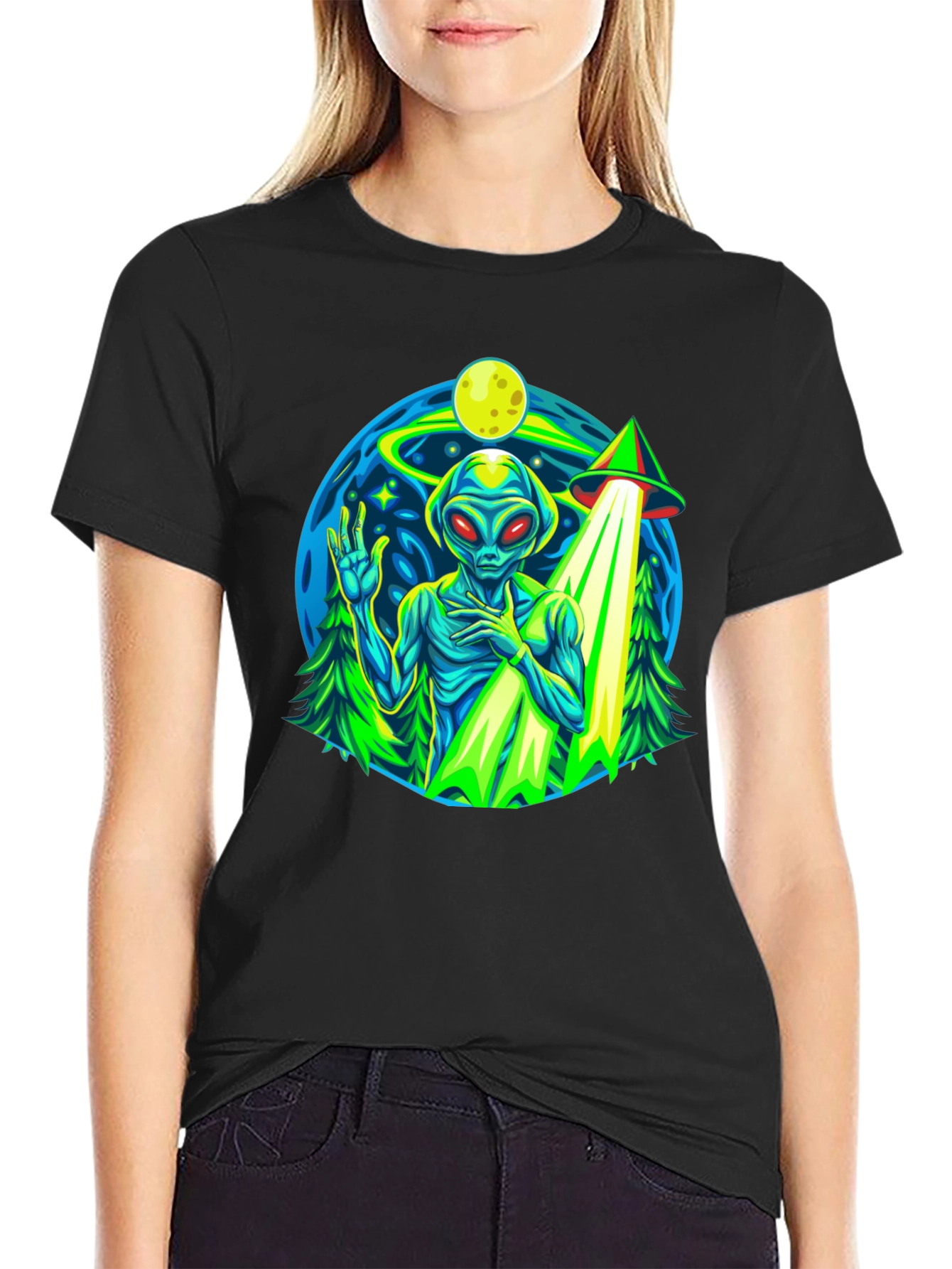 Alien UFO Abduction Graphic T-Shirt