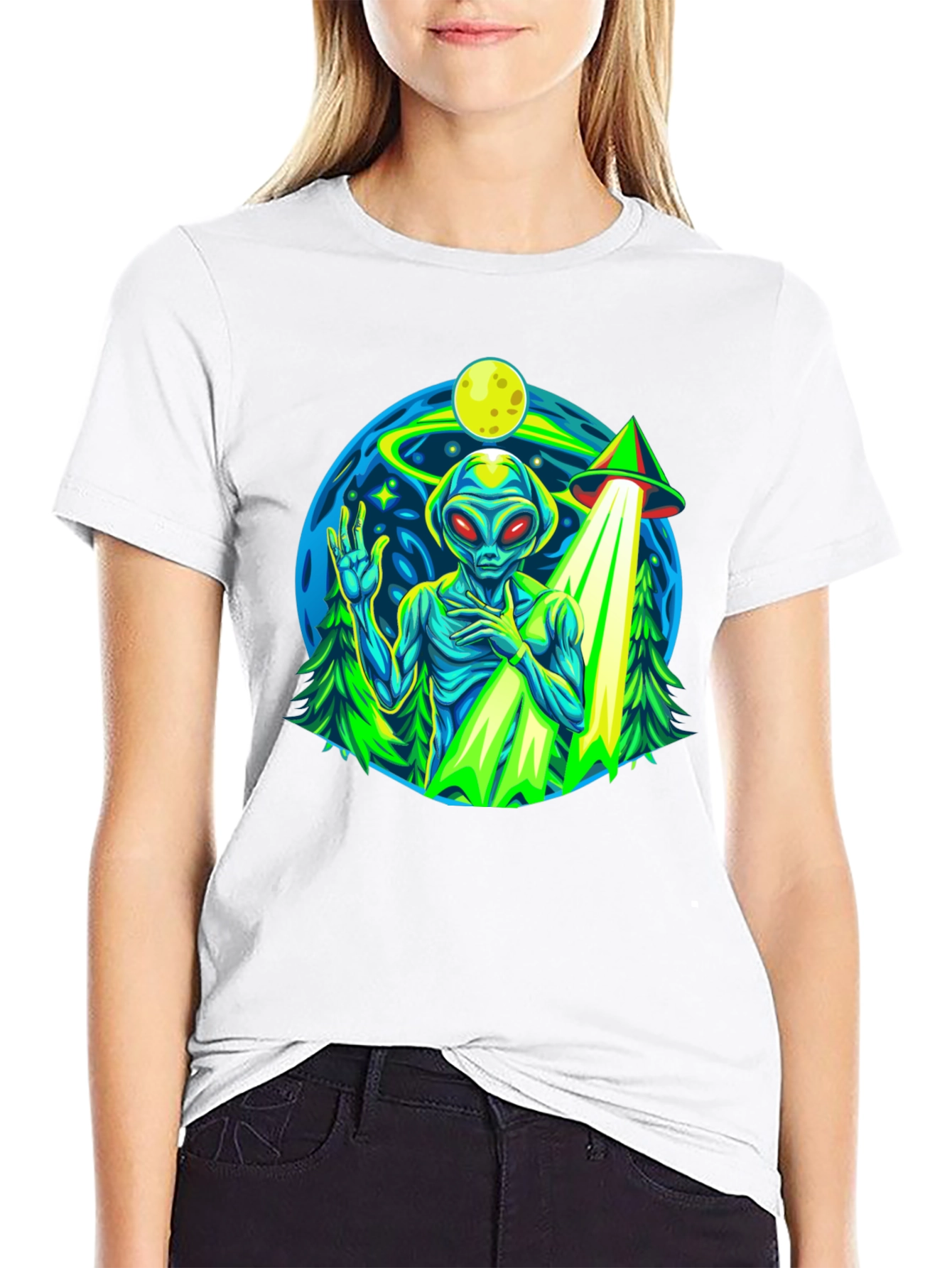 Alien UFO Abduction Graphic T-Shirt