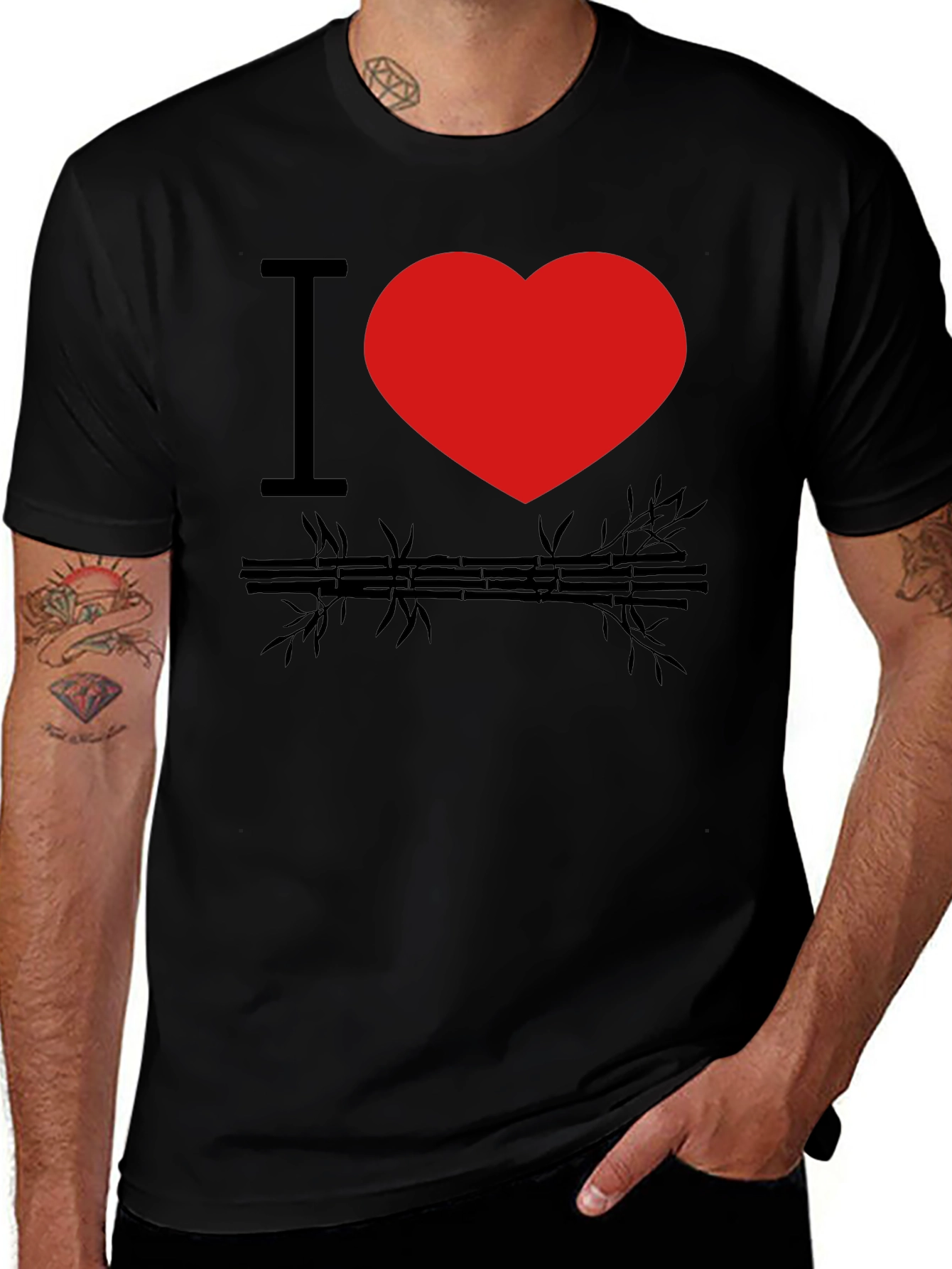 I Heart Bamboo Black Graphic Tee