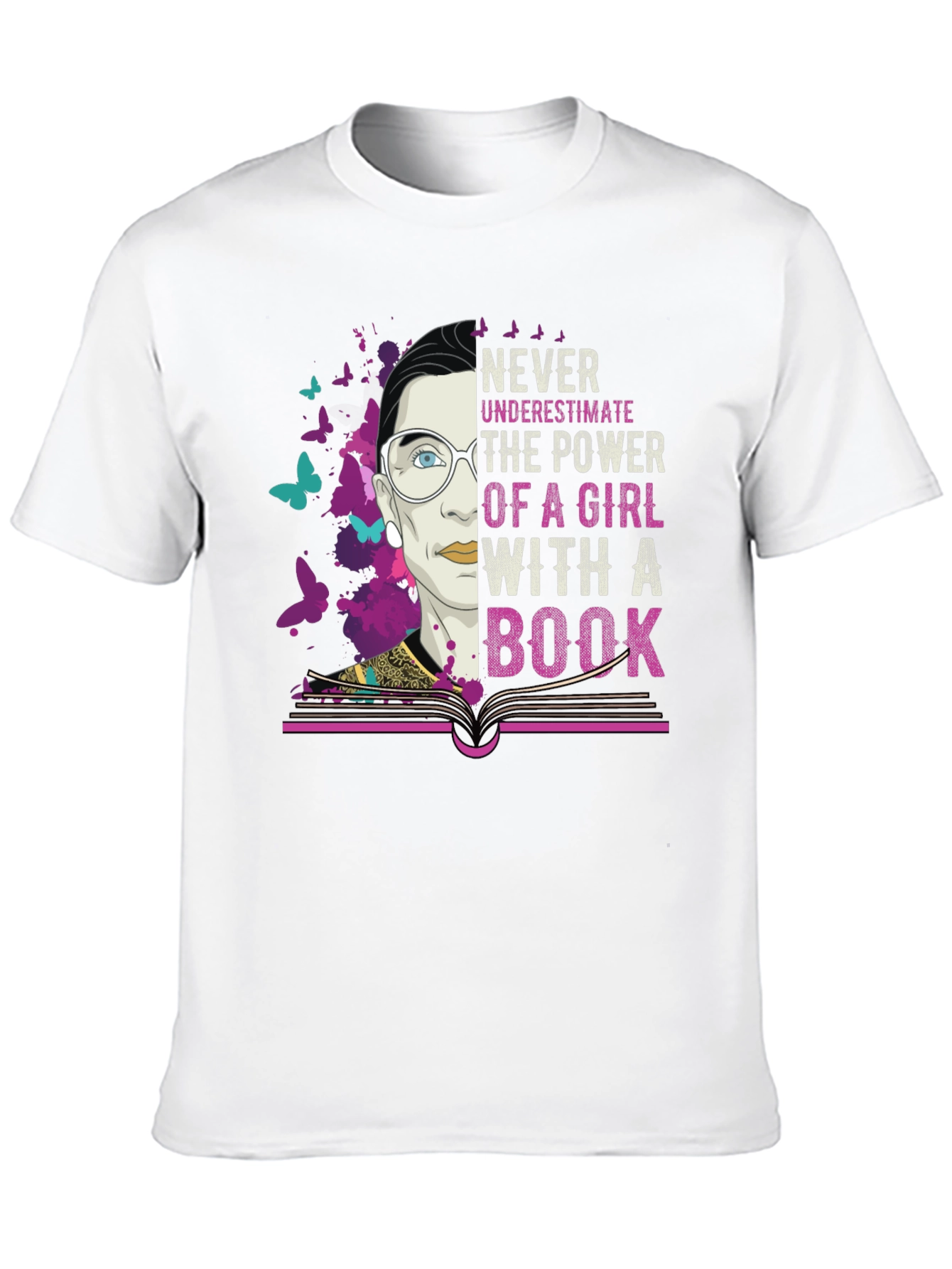 Never Underestimate Power of a Girl with Book T-Shirt
