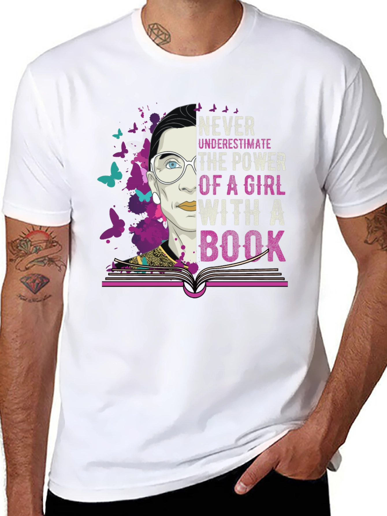 Never Underestimate Power of a Girl with Book T-Shirt