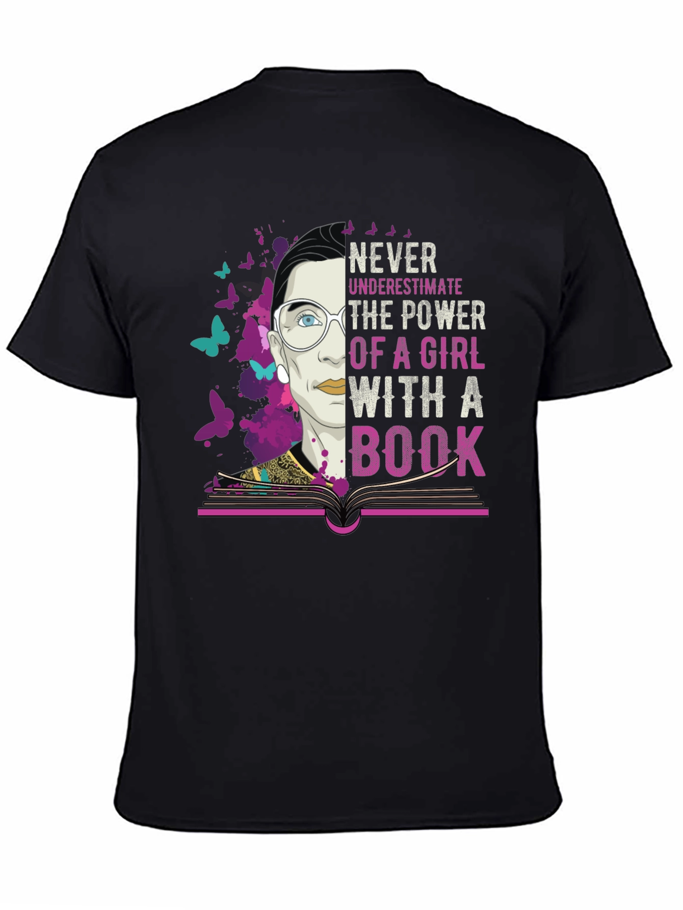 Never Underestimate Power of a Girl with Book T-Shirt