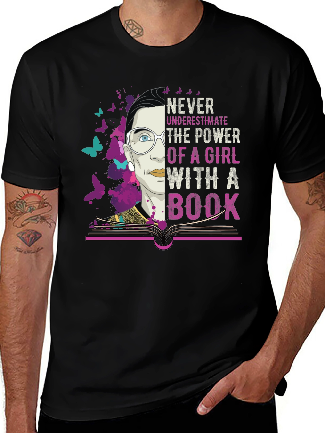 Never Underestimate Power of a Girl with Book T-Shirt