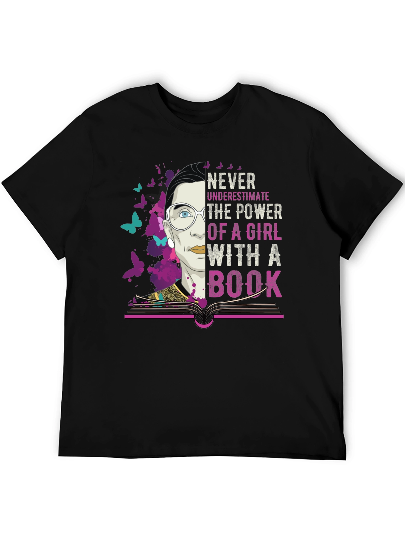 Never Underestimate Power of a Girl with Book T-Shirt