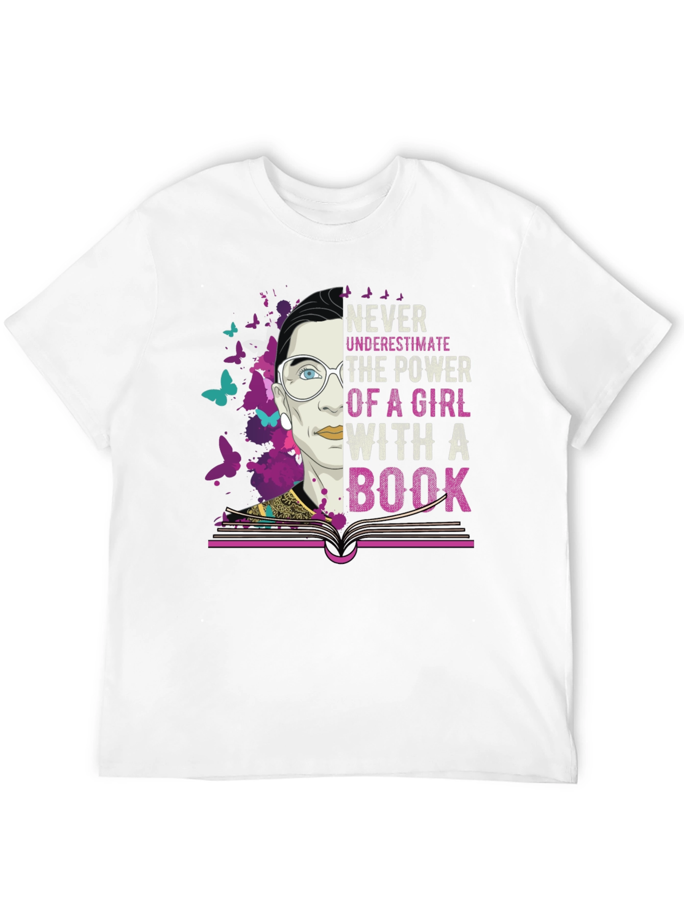Never Underestimate Power of a Girl with Book T-Shirt