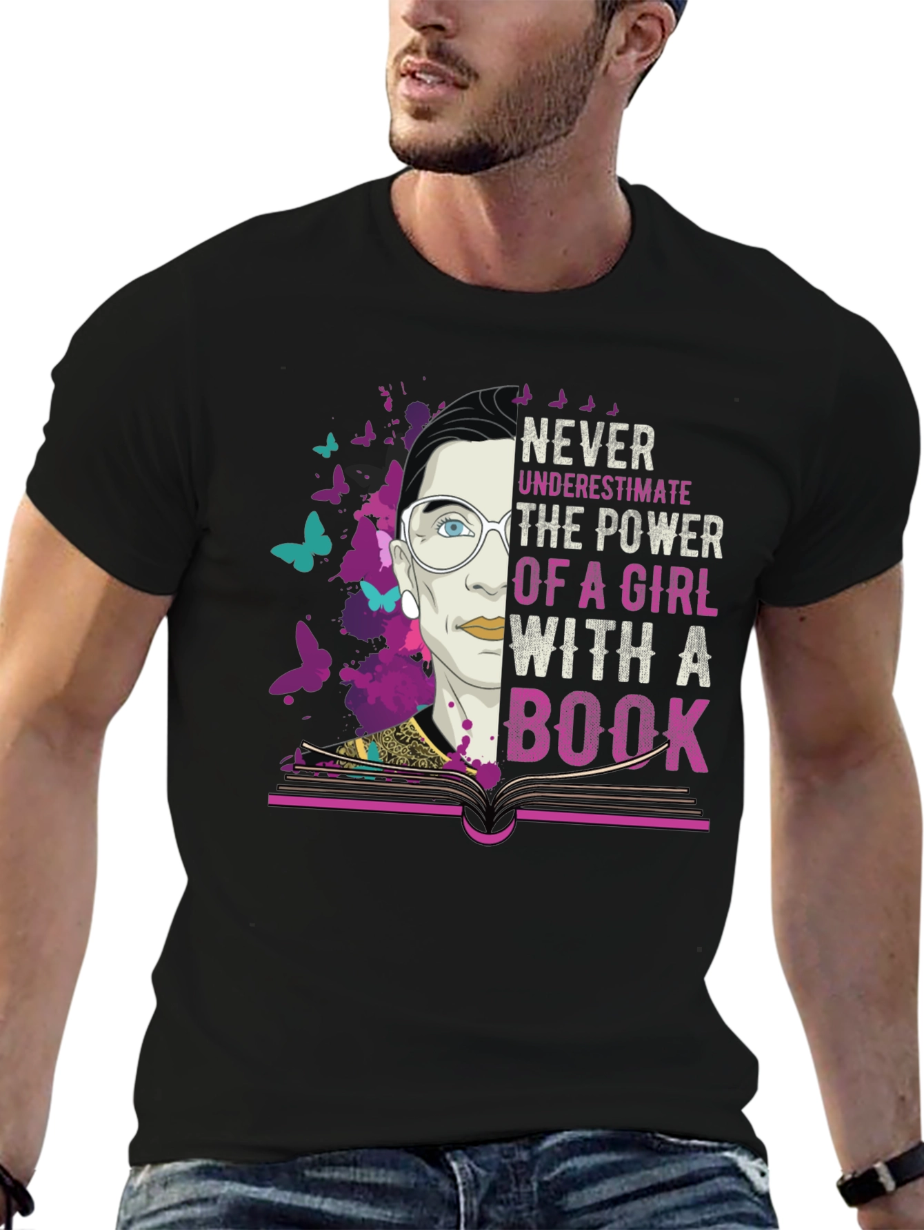 Never Underestimate Power of a Girl with Book T-Shirt