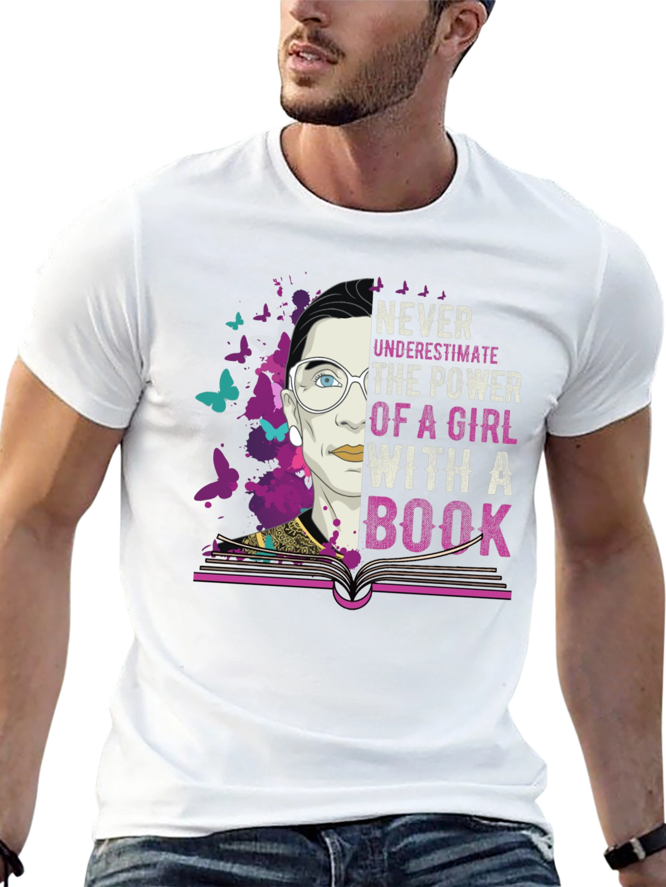Never Underestimate Power of a Girl with Book T-Shirt