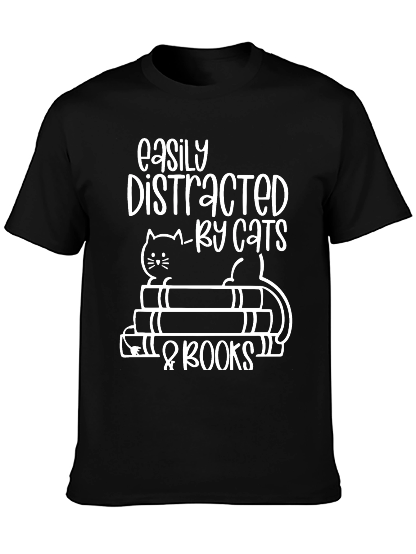 Easily Distracted by Cats & Books T-Shirt