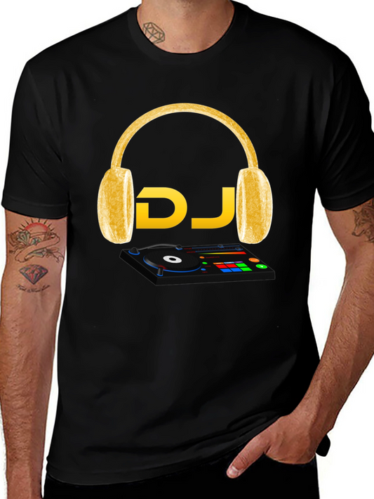 DJ Music T-Shirt - Headphones and Turntable Design