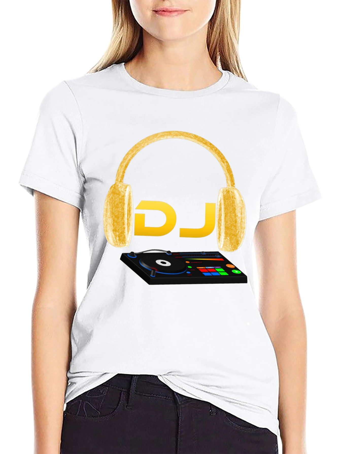DJ Music T-Shirt - Headphones and Turntable Design