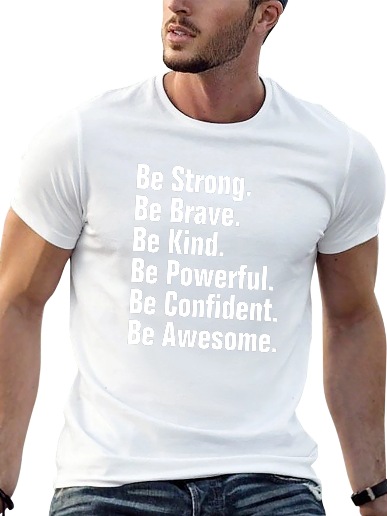 Motivational Black T-Shirt: Be Strong Brave Kind & Awesome