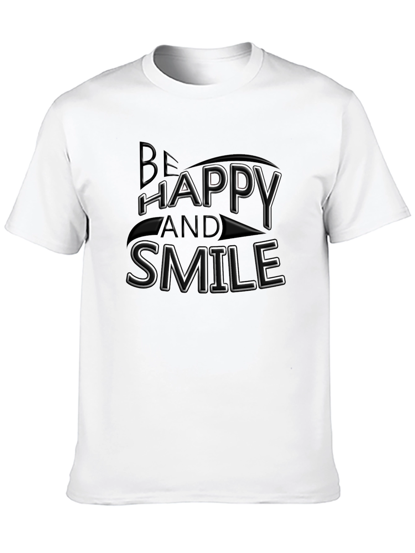 Be Happy and Smile Graphic Black T-Shirt