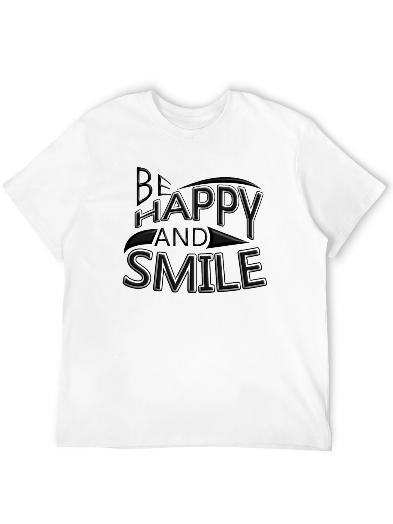 Be Happy and Smile Graphic Black T-Shirt
