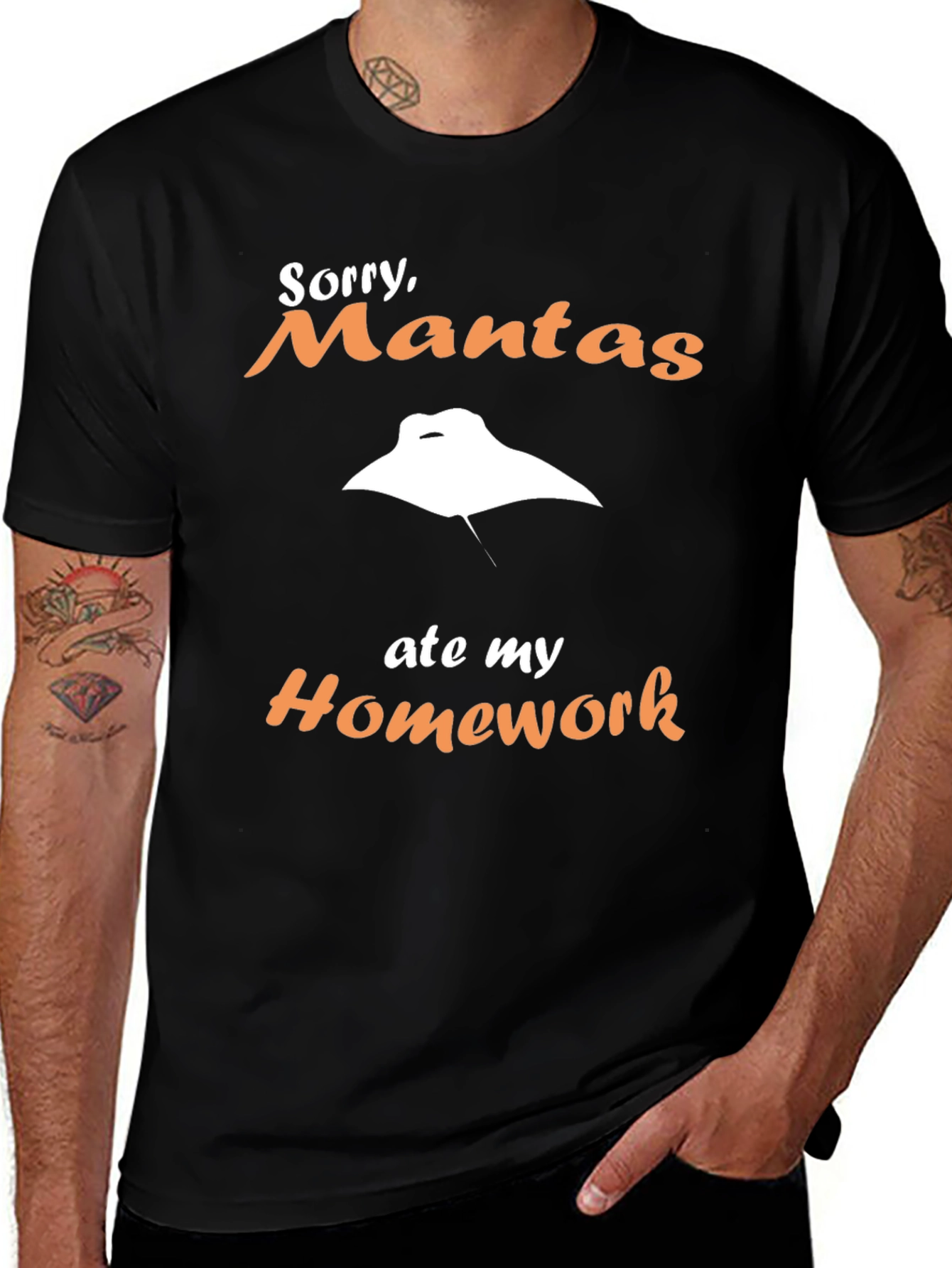 Sorry Mantas Ate My Homework Graphic T-Shirt