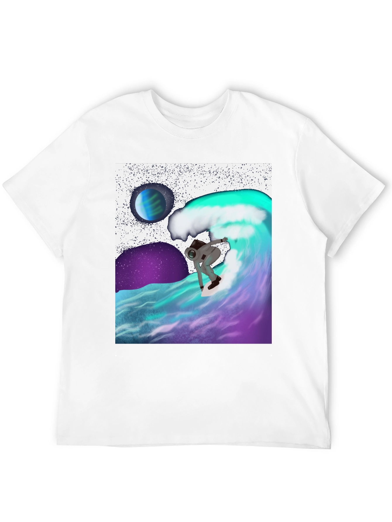 Astronaut Surfing Tee - Space Wave Rider
