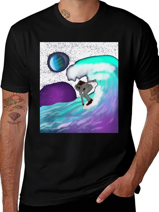 Astronaut Surfing Tee - Space Wave Rider