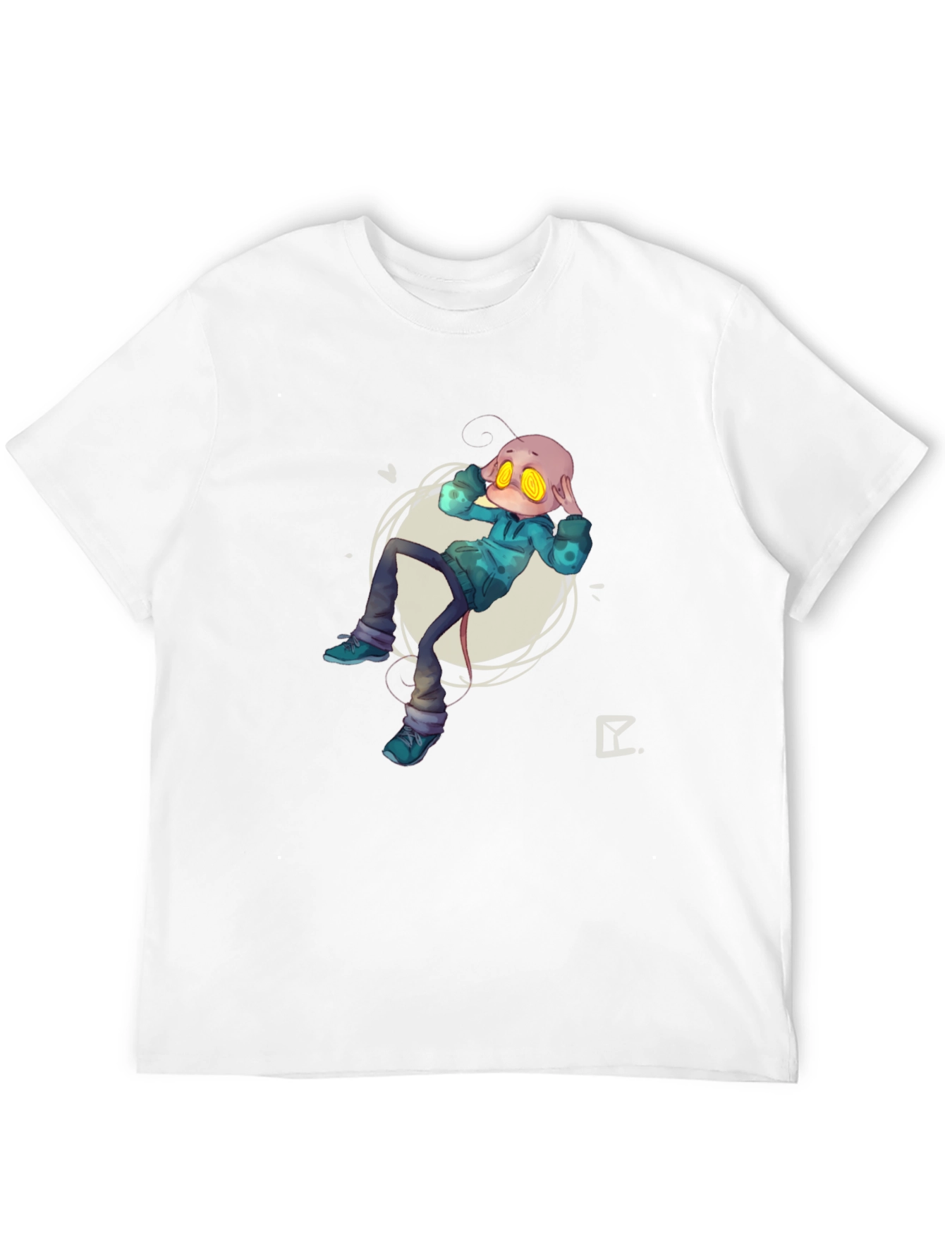 Alien Cartoon Graphic Print Black T-Shirt
