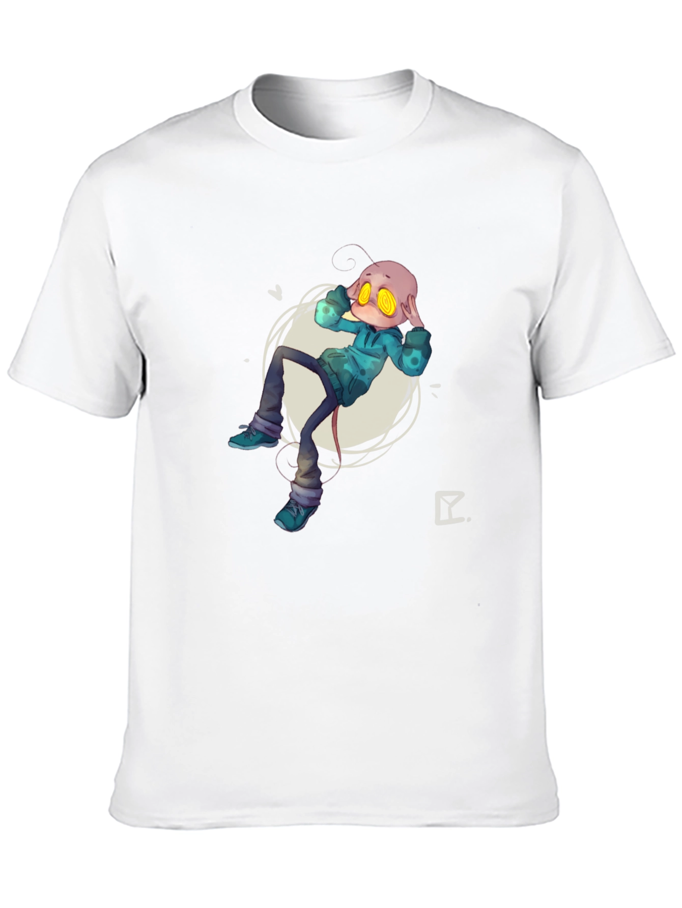 Alien Cartoon Graphic Print Black T-Shirt