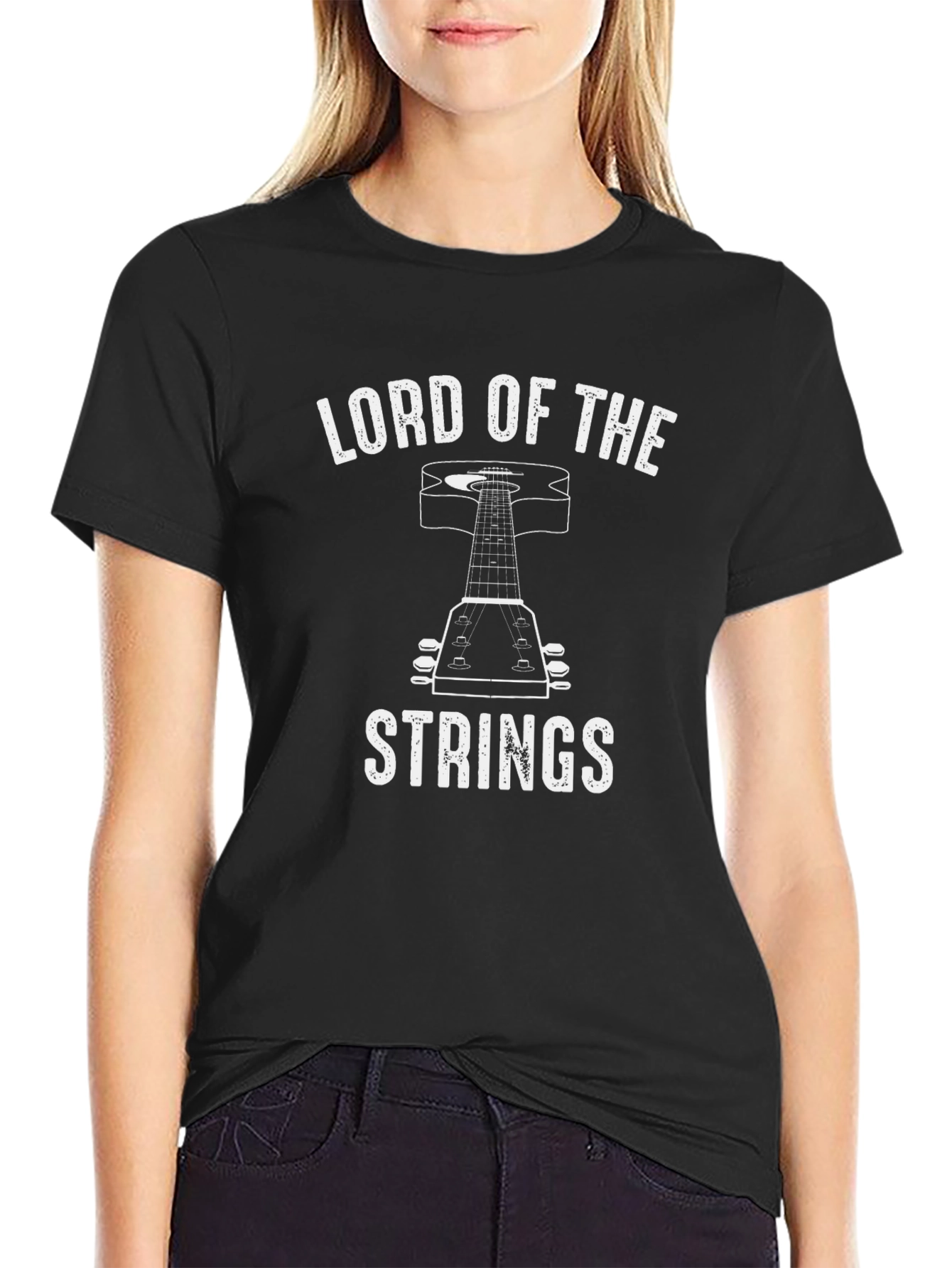 Lord of the Strings Black T-Shirt Guitar Music