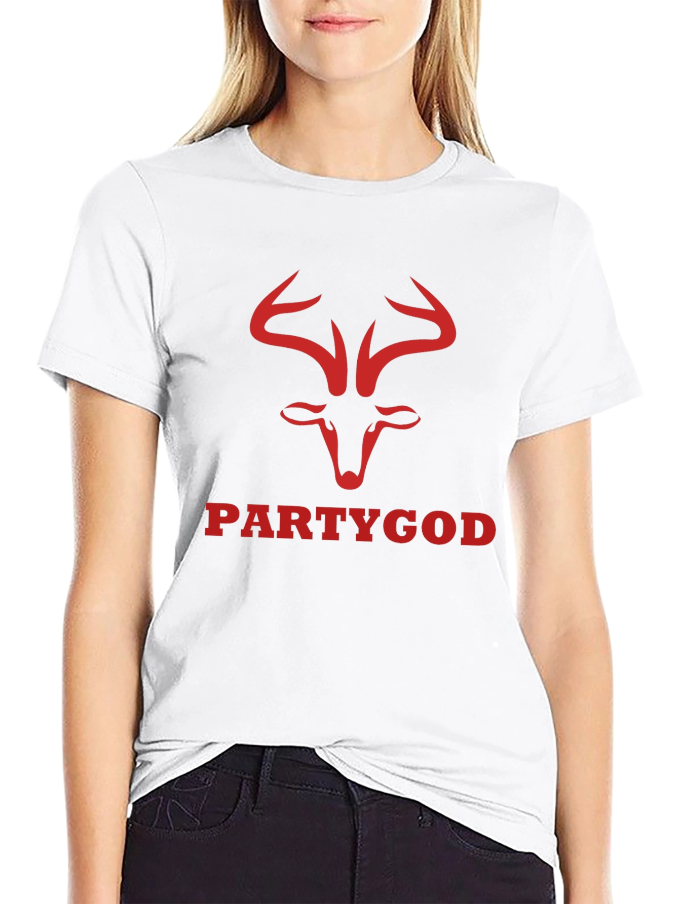 Party God Deer Graphic Tee - Black
