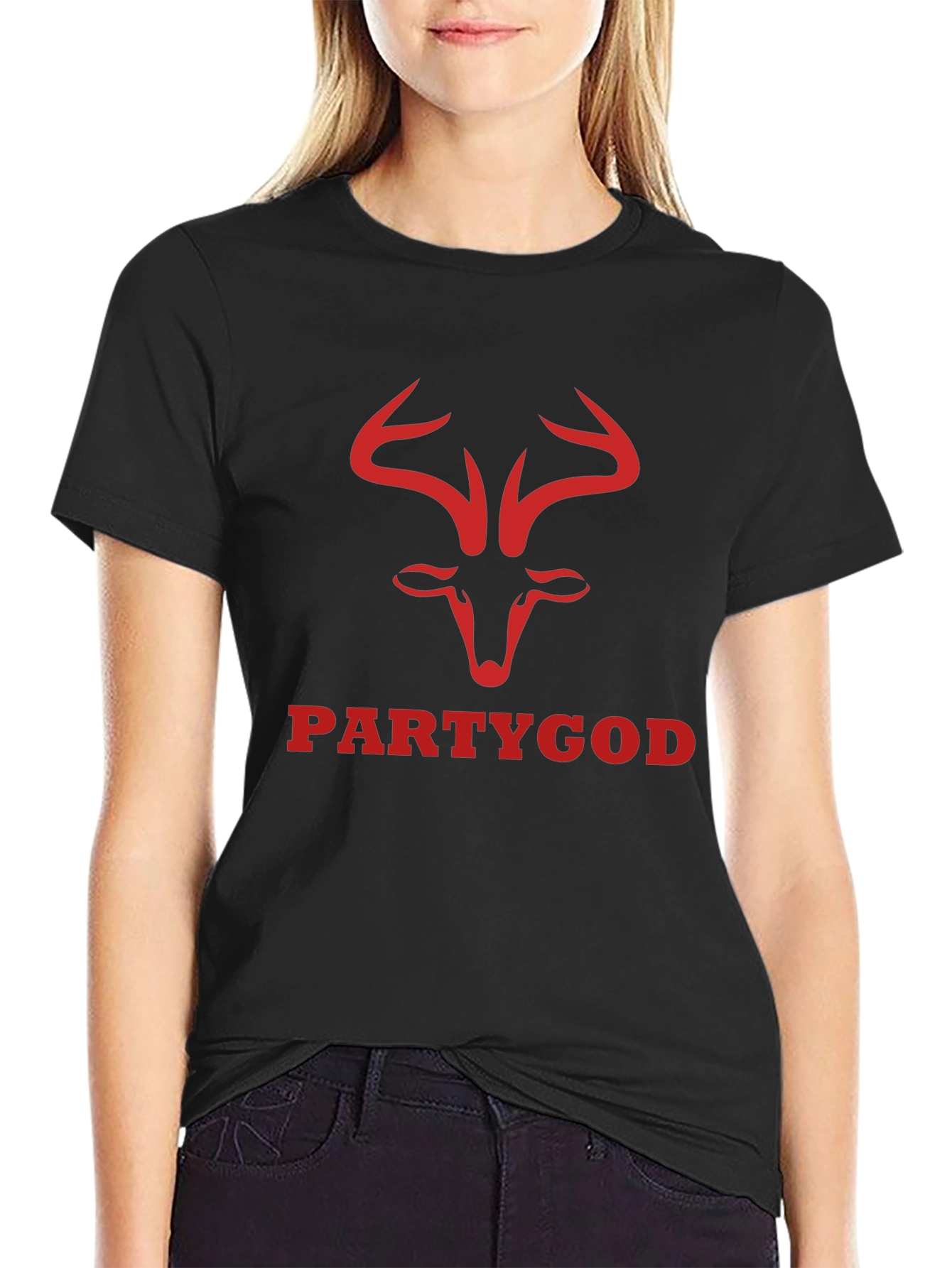 Party God Deer Graphic Tee - Black