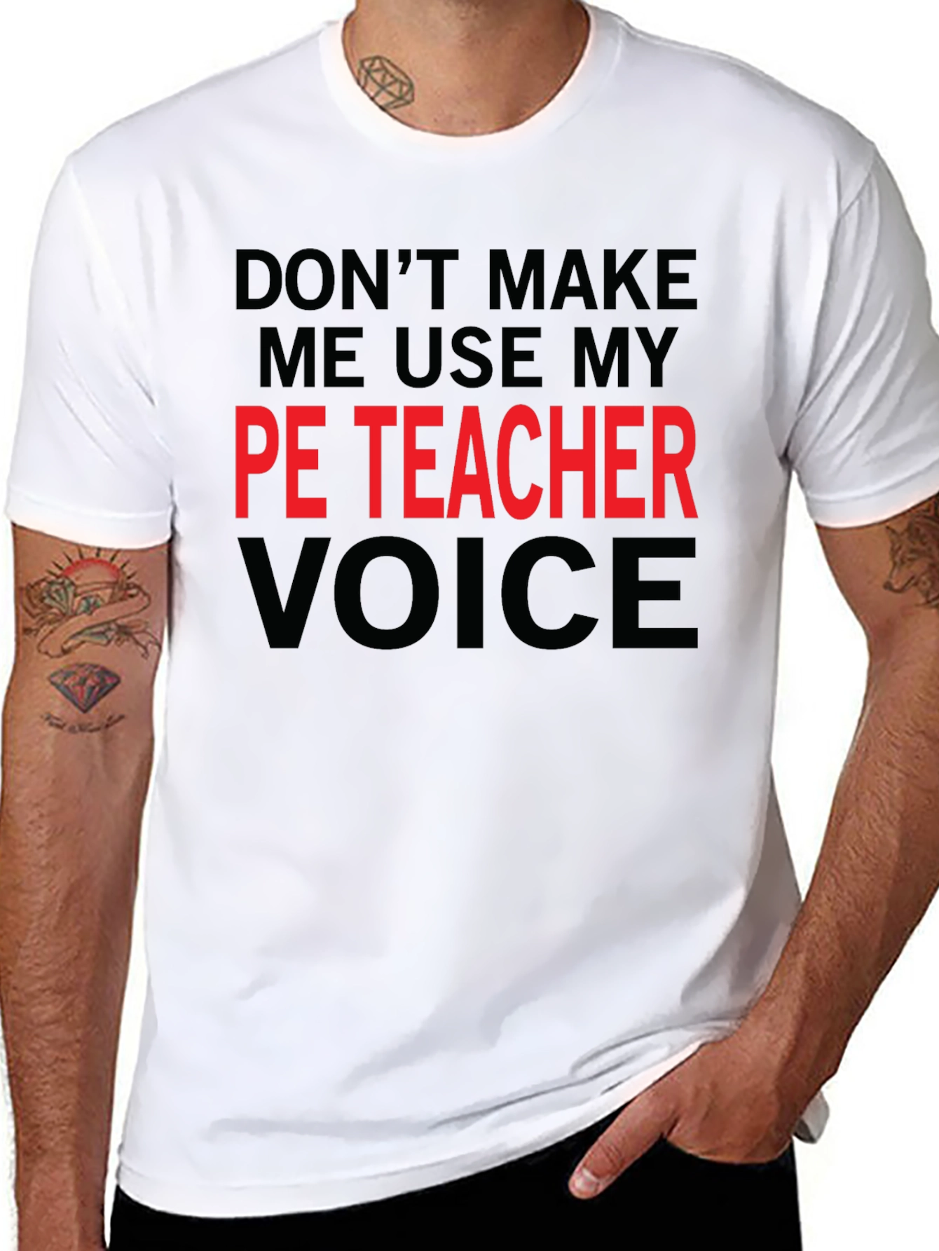 PE Teacher Voice T-Shirt - Funny Gym Teacher Tee