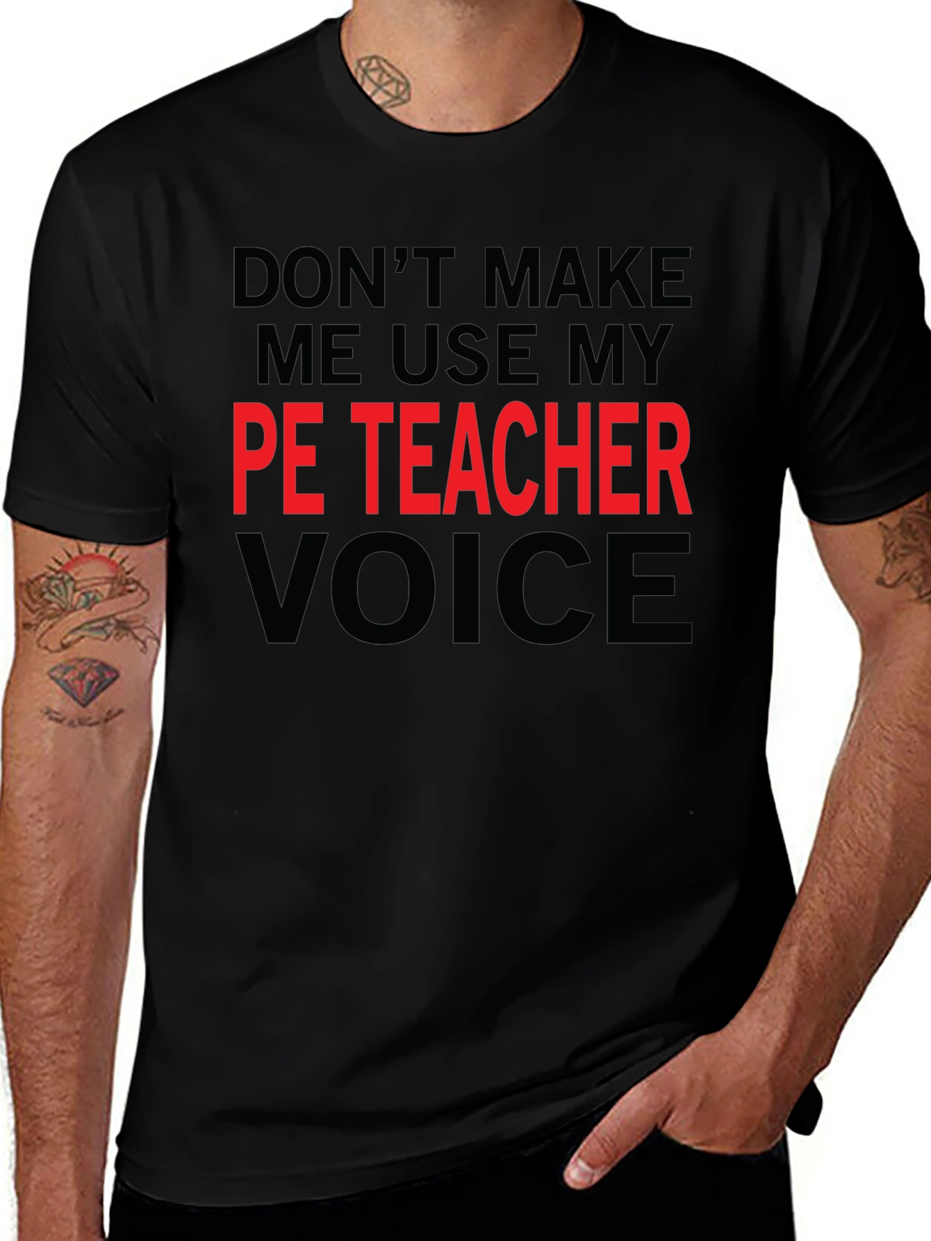 PE Teacher Voice T-Shirt - Funny Gym Teacher Tee