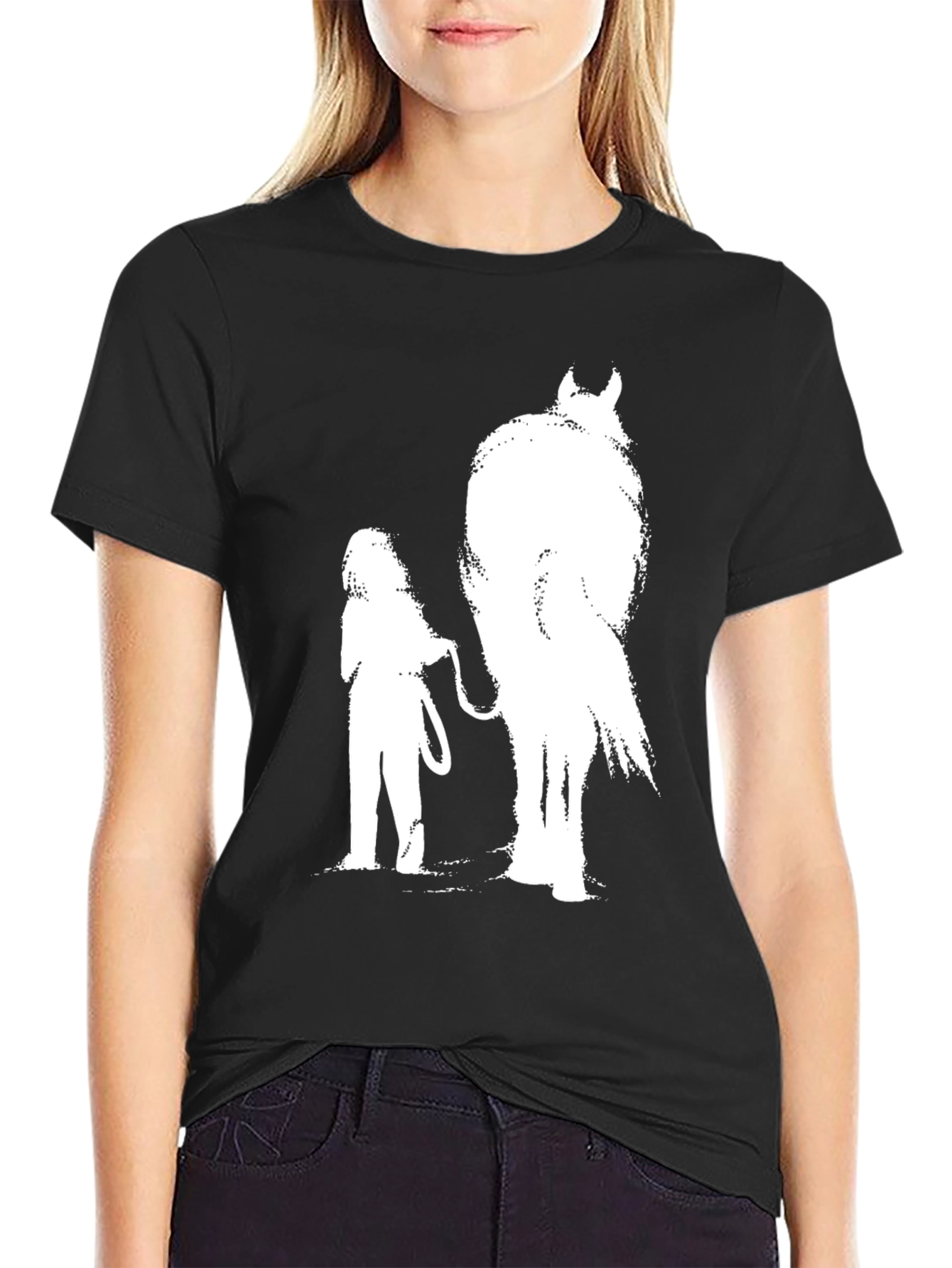 Krampus & Girl Graphic Tee - Black Cotton T-Shirt