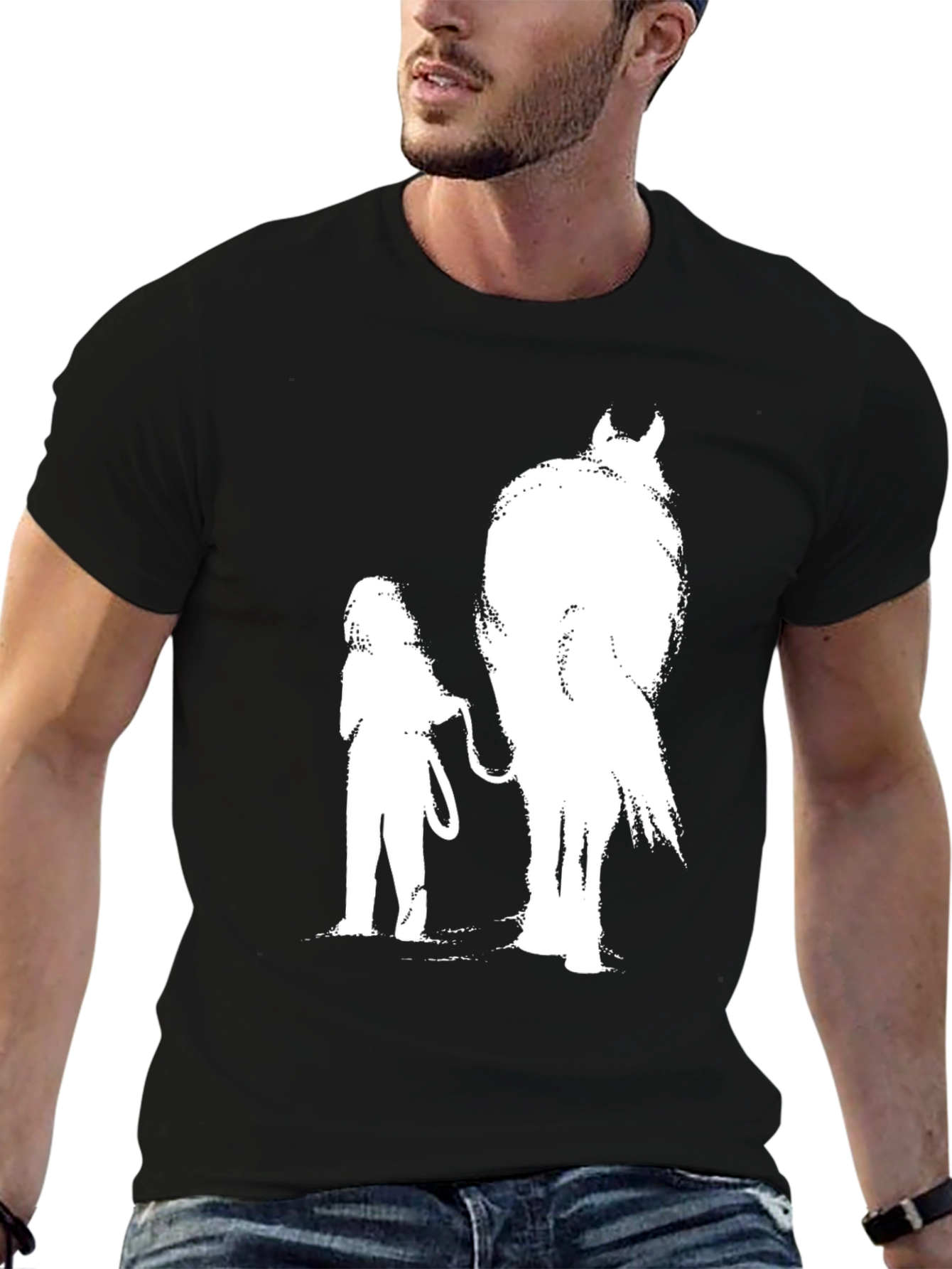 Krampus & Girl Graphic Tee - Black Cotton T-Shirt