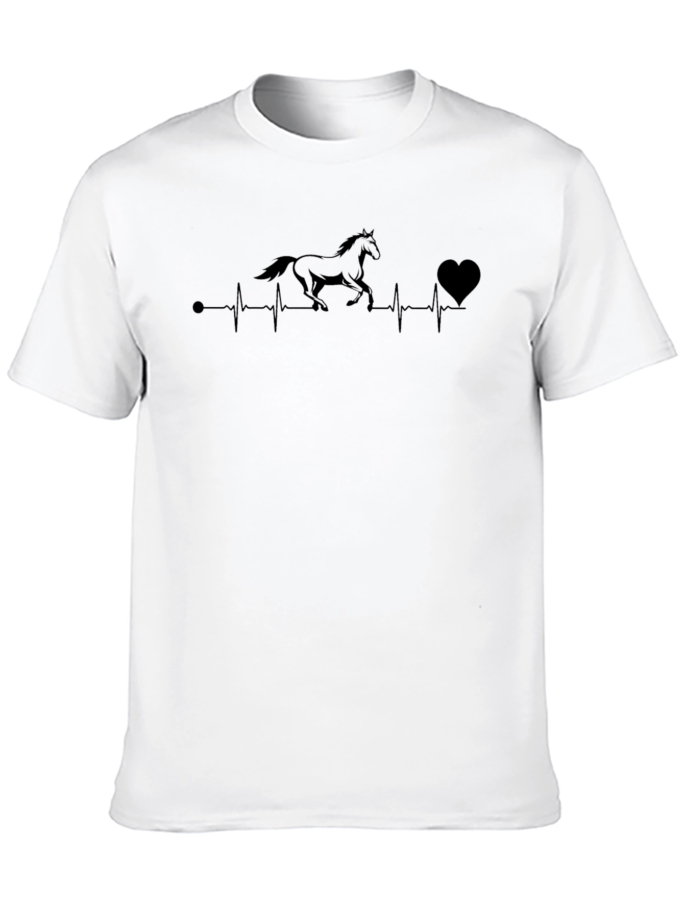 Horse Heartbeat Graphic Tee - Black Cotton T-Shirt