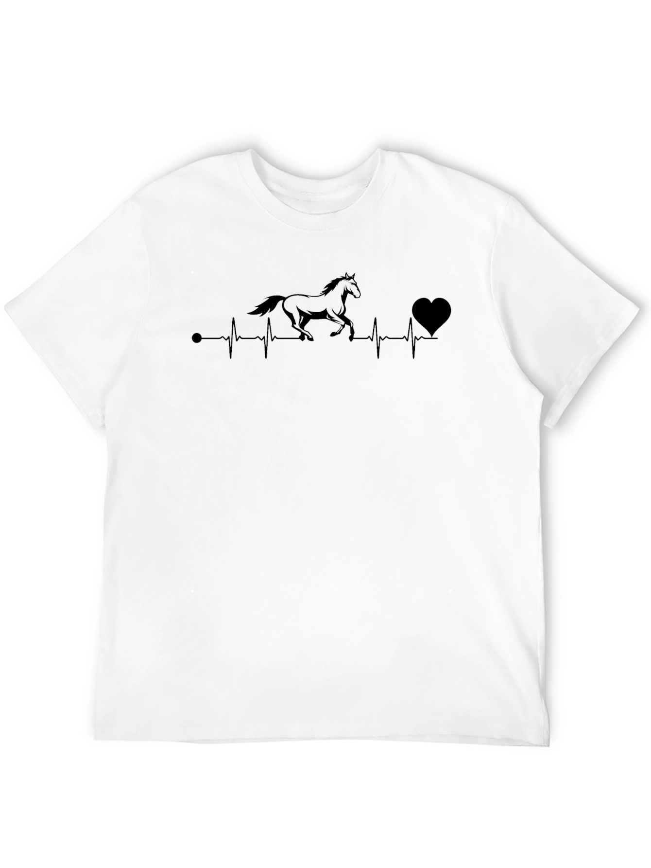 Horse Heartbeat Graphic Tee - Black Cotton T-Shirt