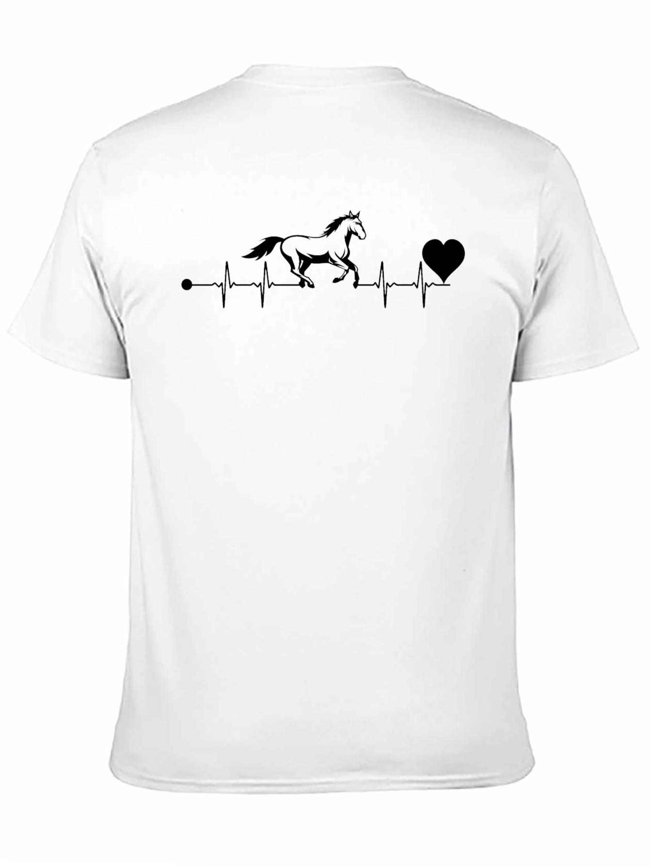 Horse Heartbeat Graphic Tee - Black Cotton T-Shirt