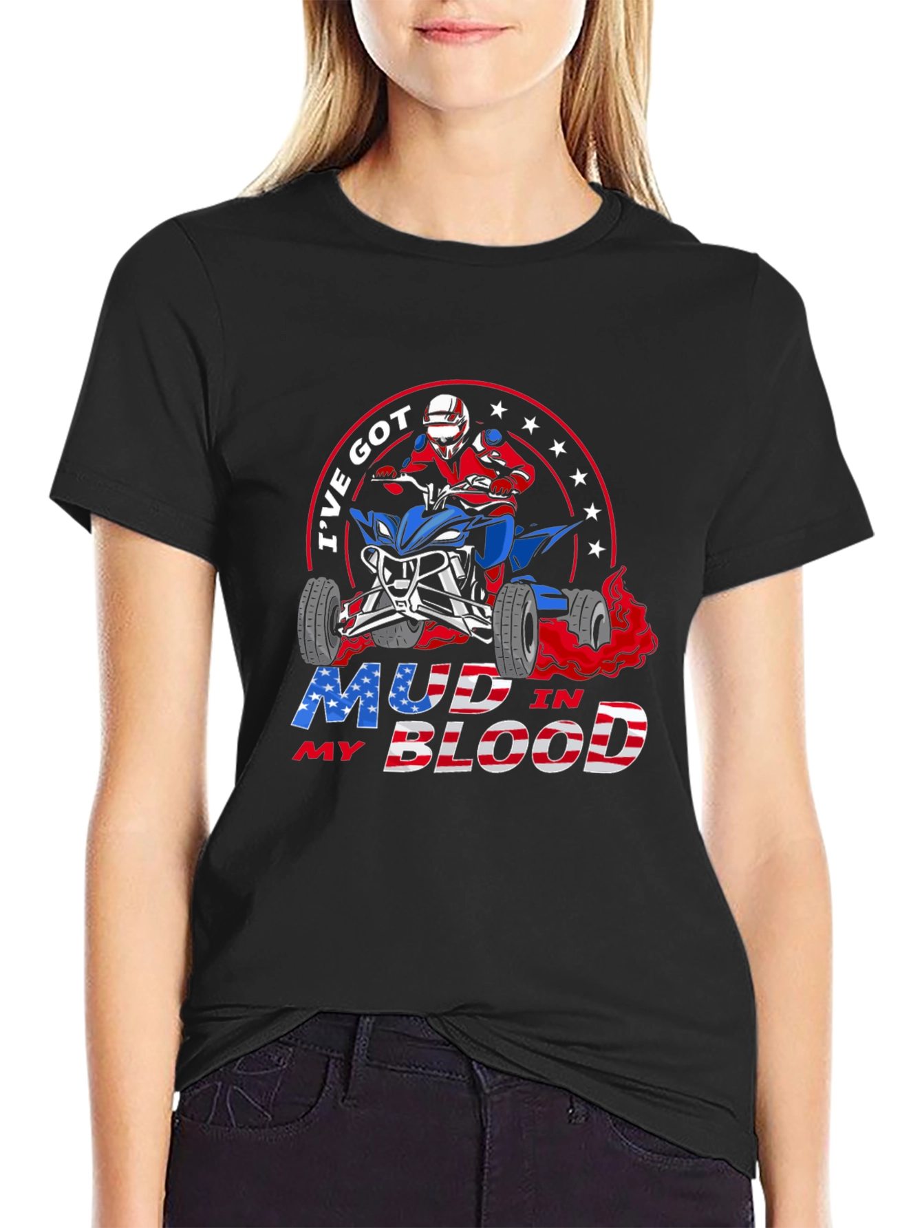 Mud in My Blood ATV Patriotic T-Shirt