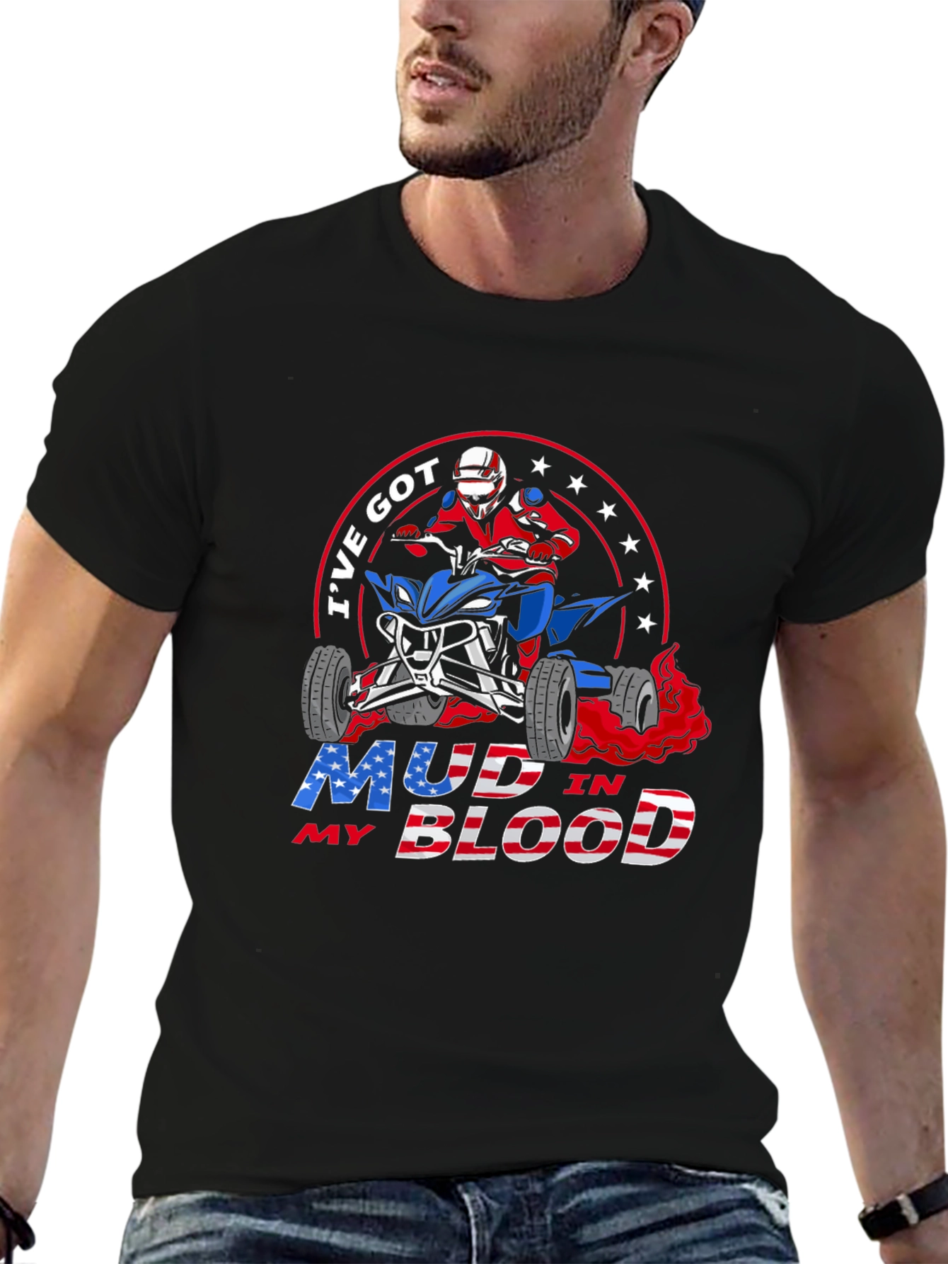 Mud in My Blood ATV Patriotic T-Shirt