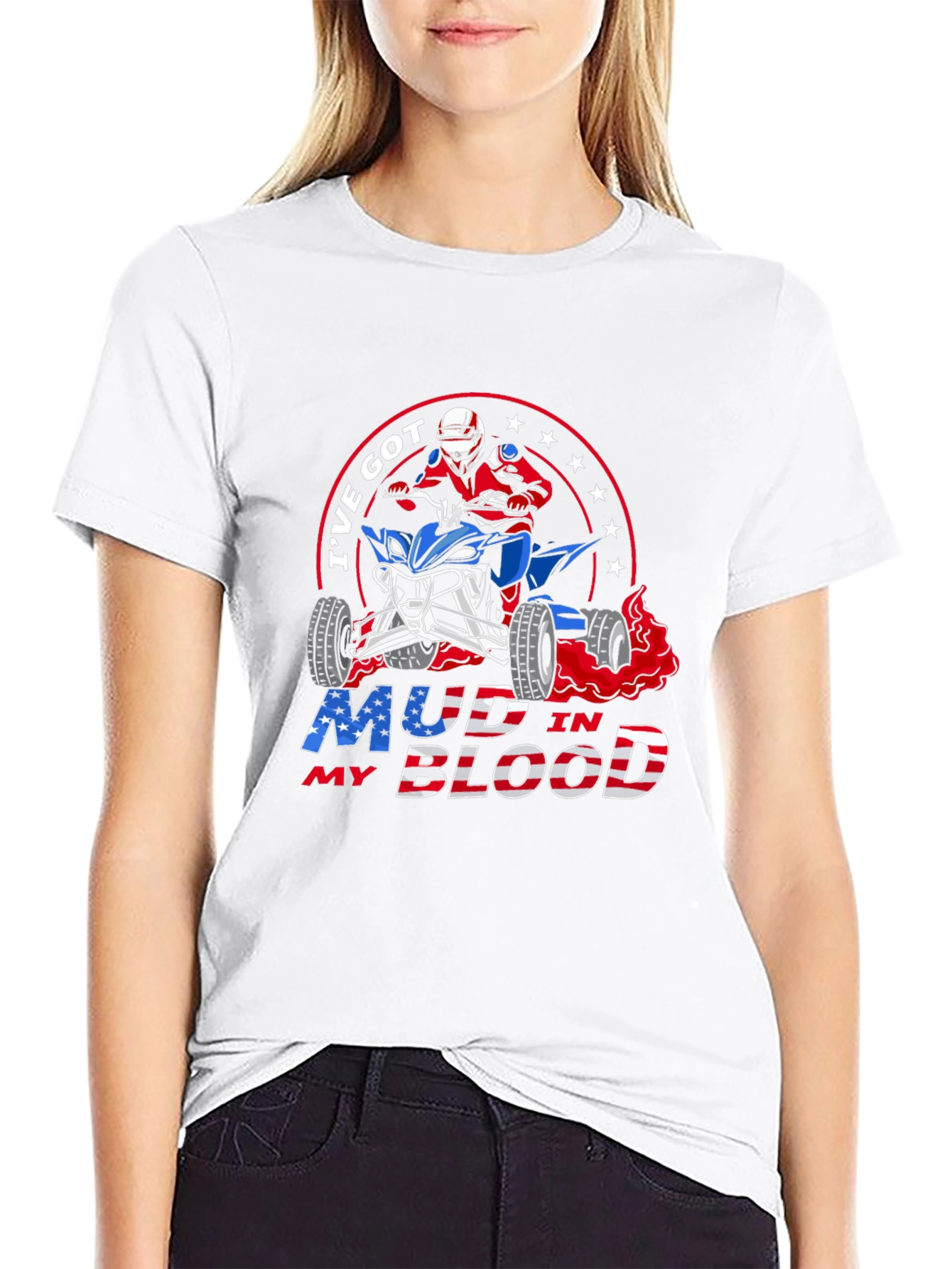 Mud in My Blood ATV Patriotic T-Shirt