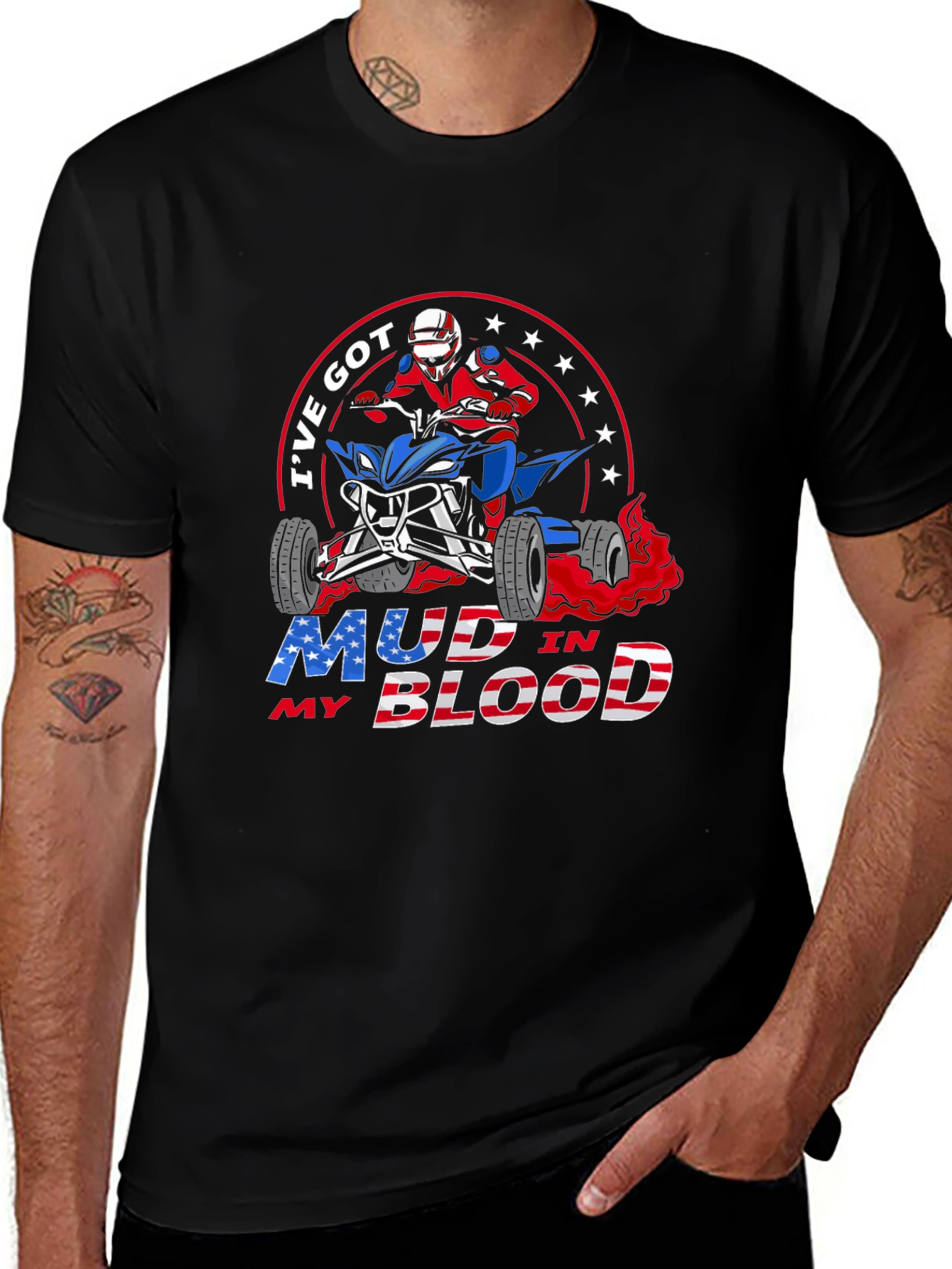 Mud in My Blood ATV Patriotic T-Shirt